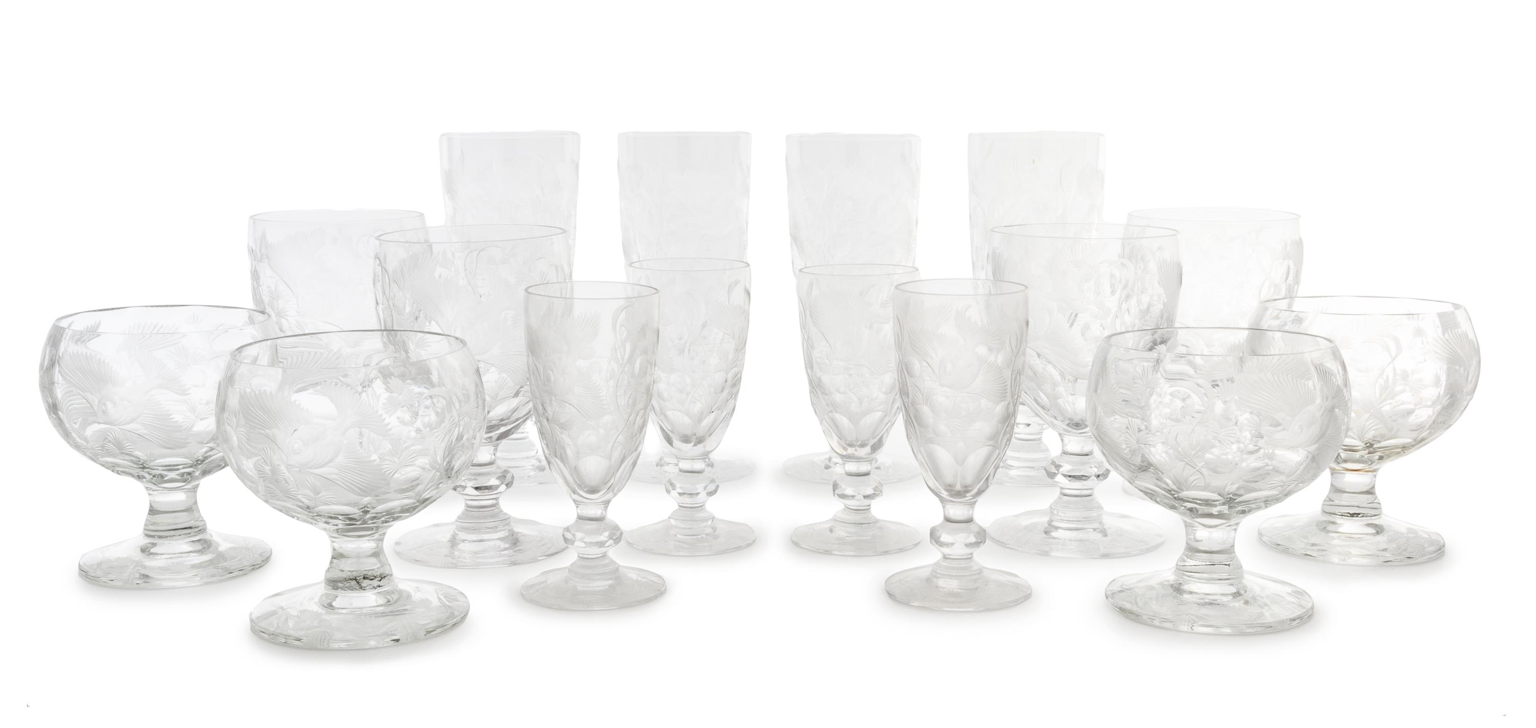 A Cut Glass Stemware Service Height of tallest 7 1/2 inches.