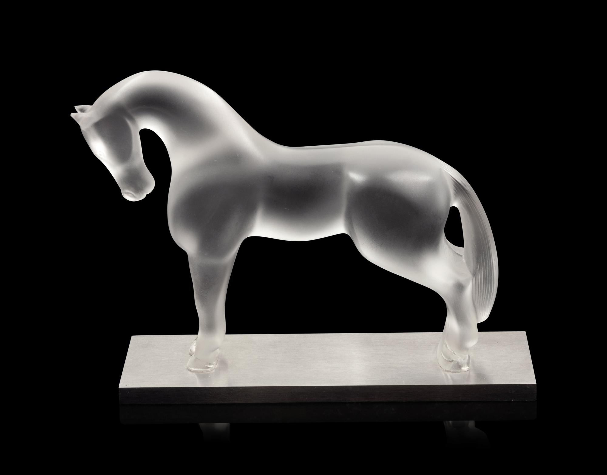 A Lalique Horse Bookend