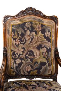 A Pair Louis XV Style Carved Walnut Fauteuils