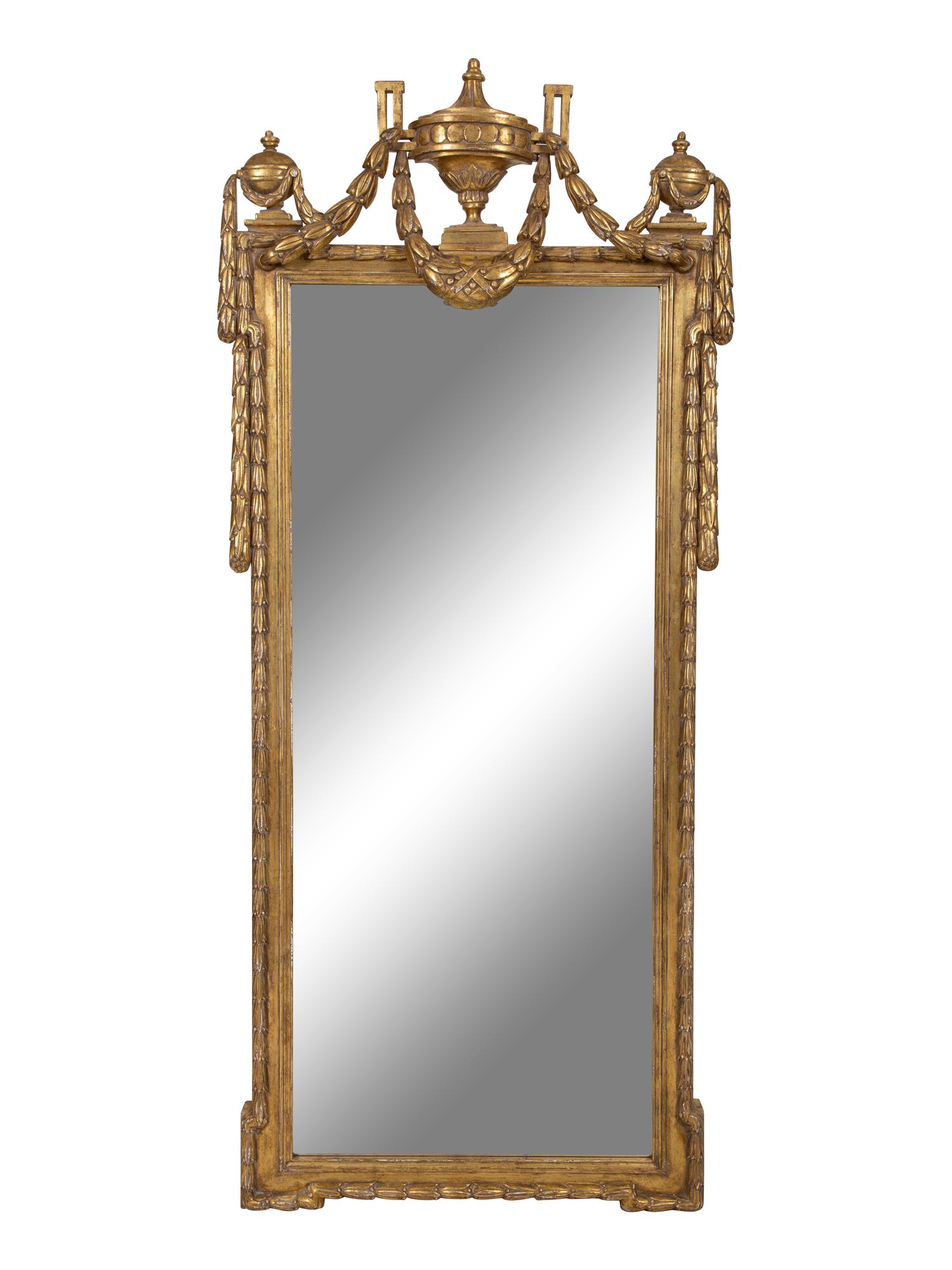 A Pair of Louis XVI Style Giltwood Pier Mirrors