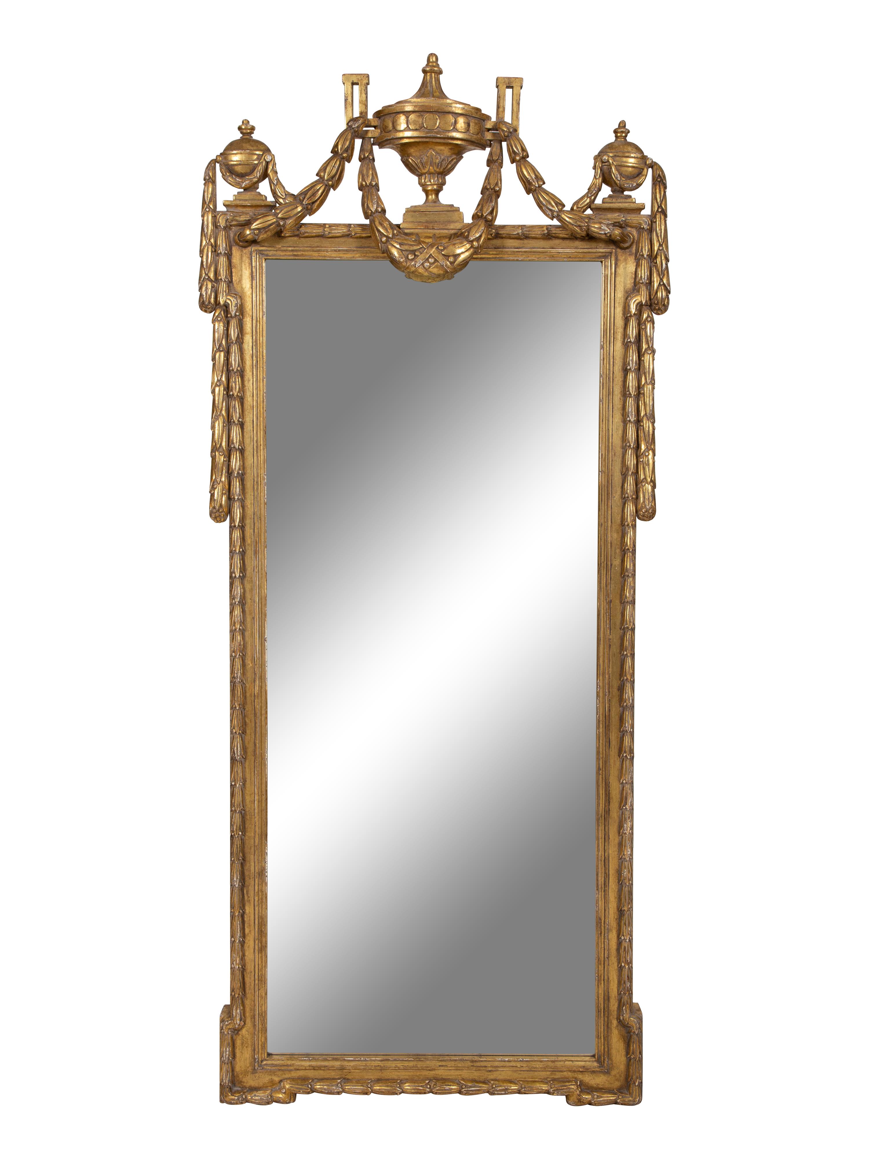 A Pair of Louis XVI Style Giltwood Pier Mirrors