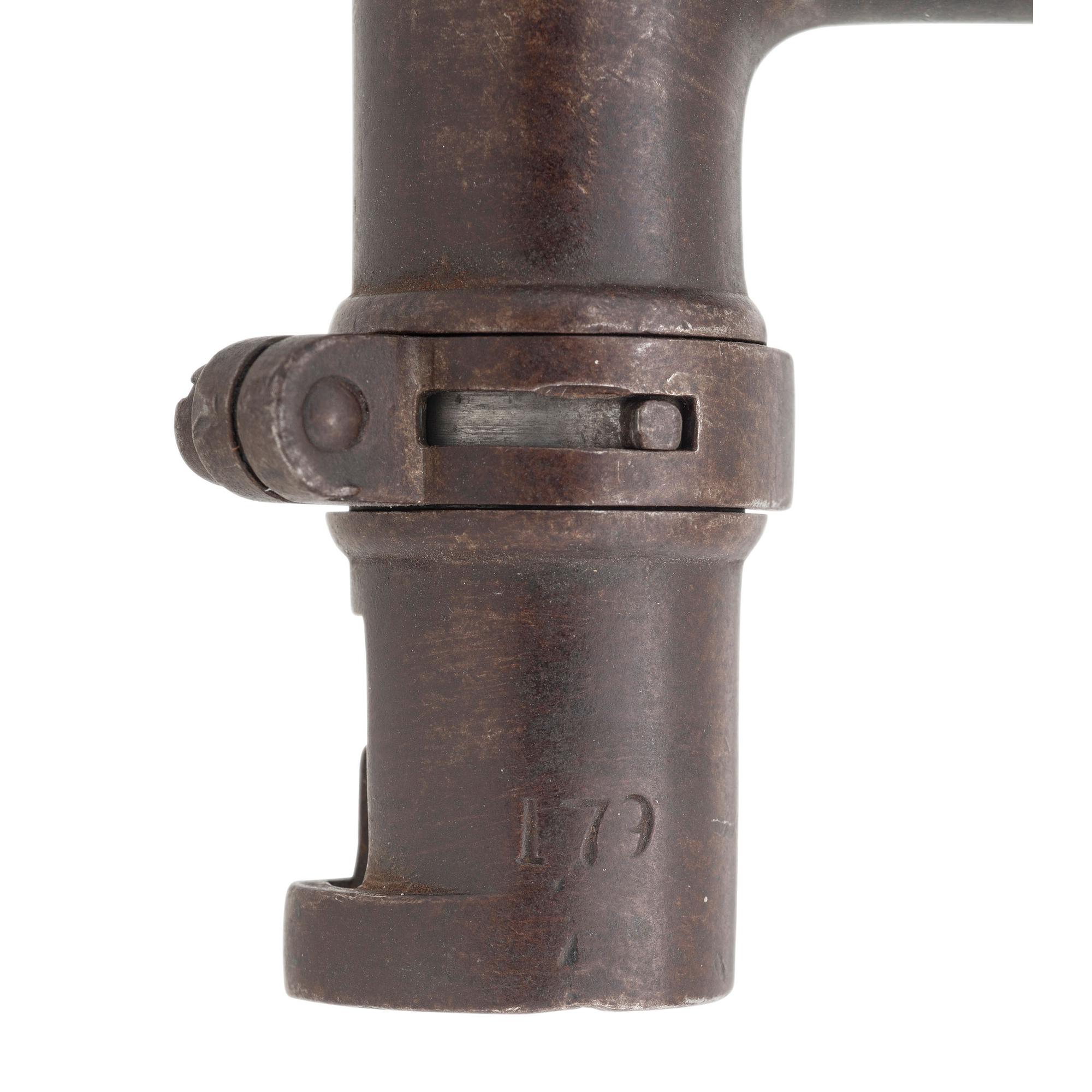Two US Model 1851 Cadet Socket Bayonets, 1 Browned & 1 Bright with Scabbard