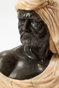 A Pair of Italian Marble and Onyx Busts