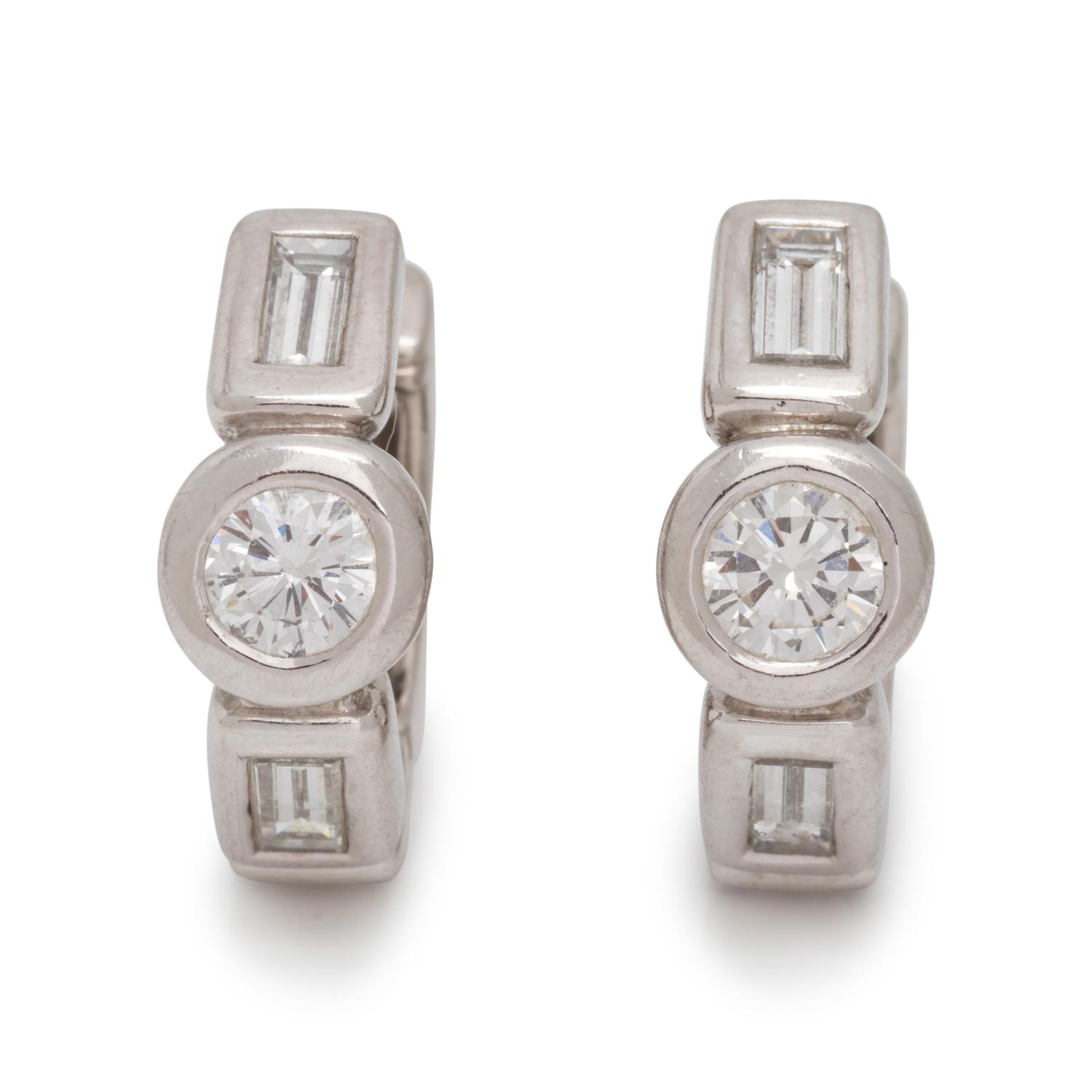 PLATINUM AND DIAMOND HOOP EARRINGS