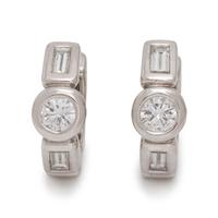 PLATINUM AND DIAMOND HOOP EARRINGS