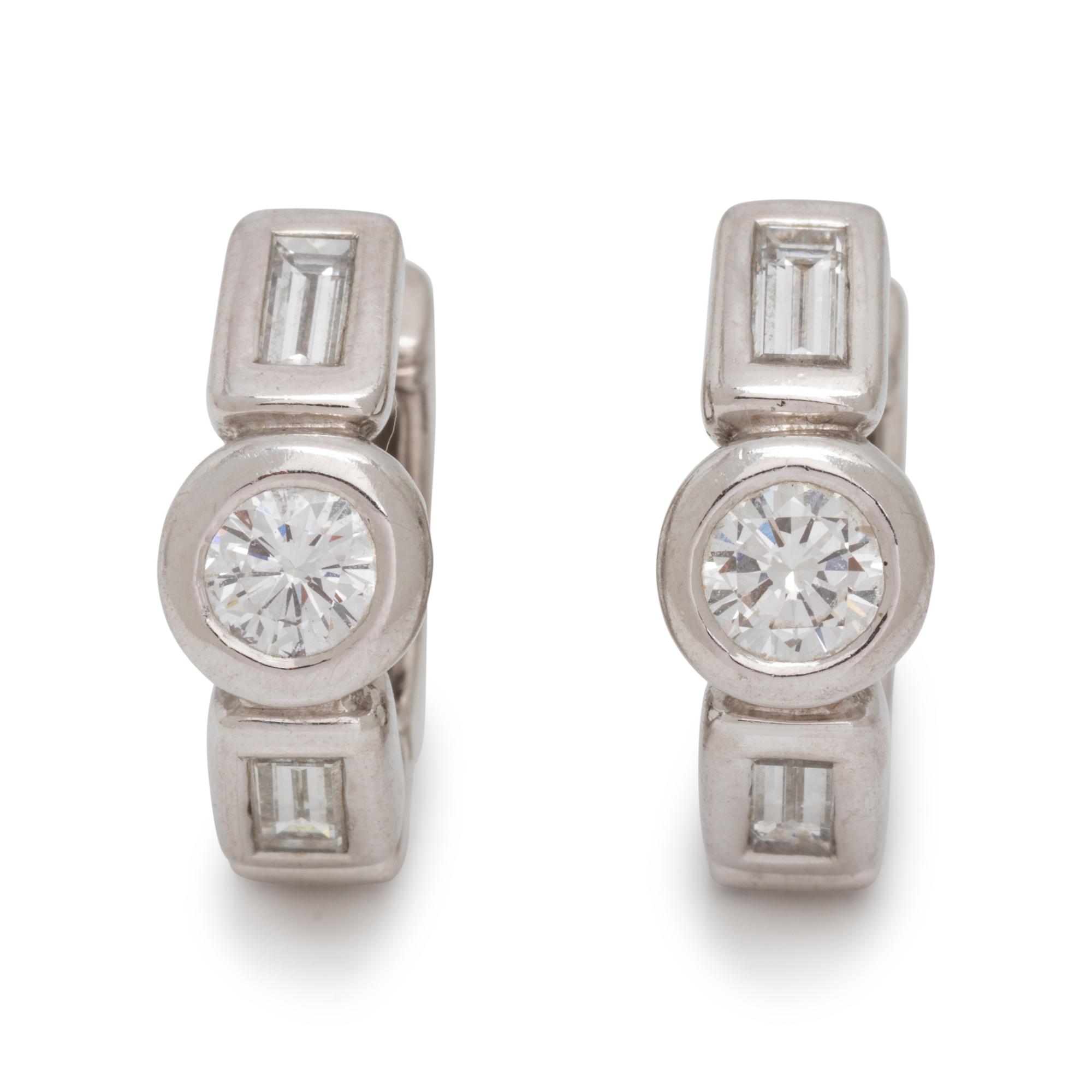 PLATINUM AND DIAMOND HOOP EARRINGS