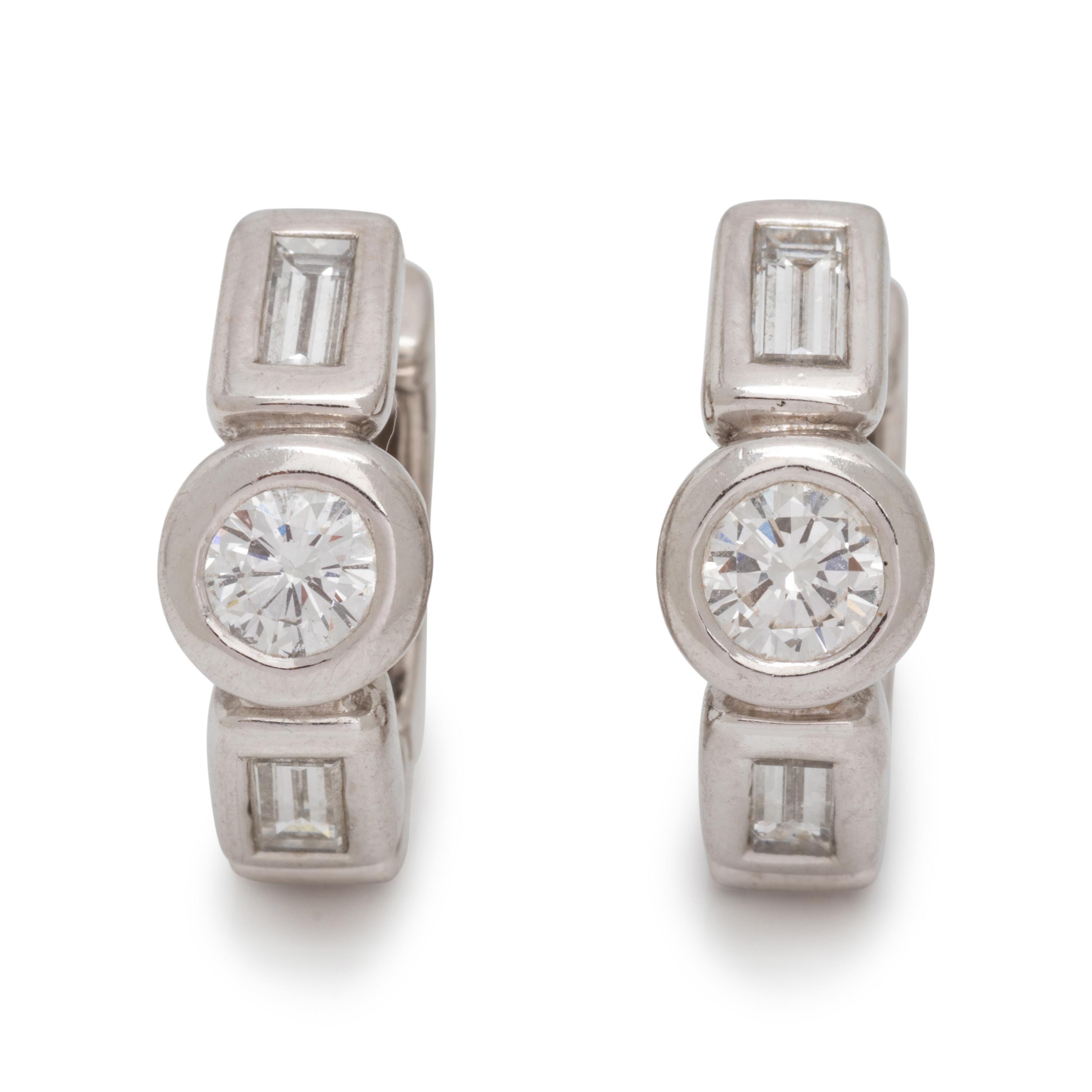 PLATINUM AND DIAMOND HOOP EARRINGS