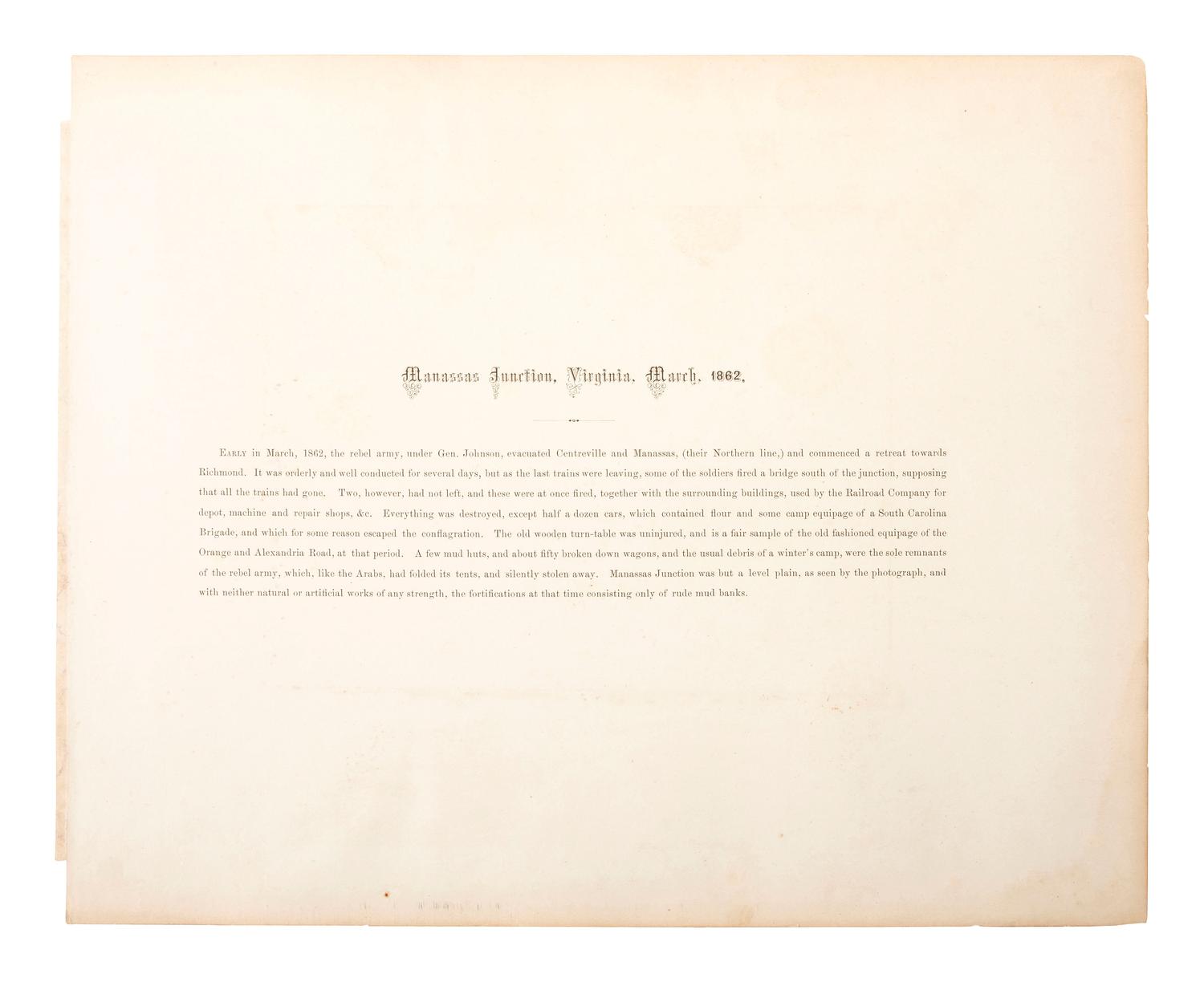 [CIVIL WAR]. A group of 2 photographs from Alexander Gardner's Sketch Book of the Civil War , incl. Ruins at Manassas, and Chesterfield Bridge, Anna River.