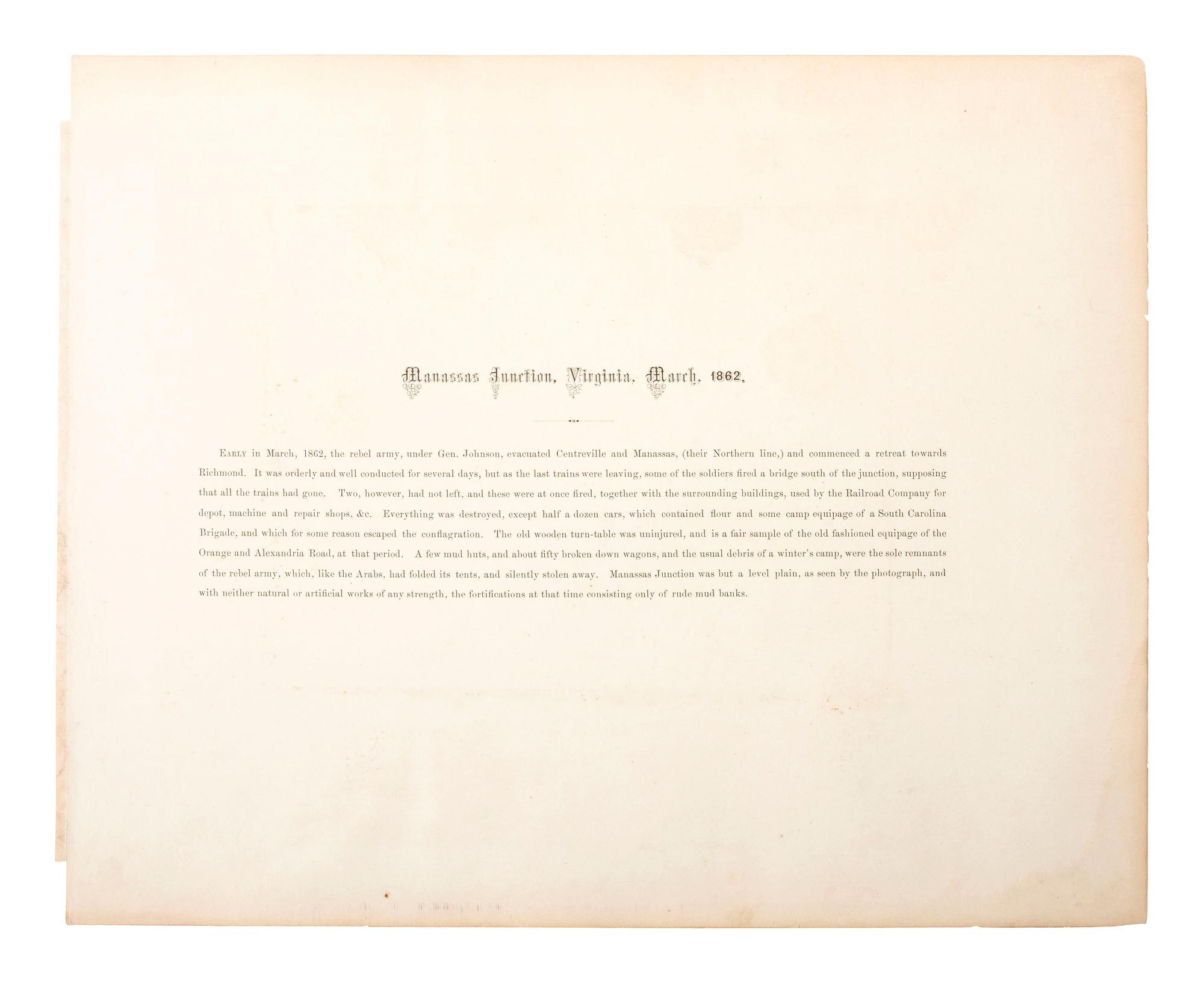 [CIVIL WAR]. A group of 2 photographs from Alexander Gardner's Sketch Book of the Civil War , incl. Ruins at Manassas, and Chesterfield Bridge, Anna River.