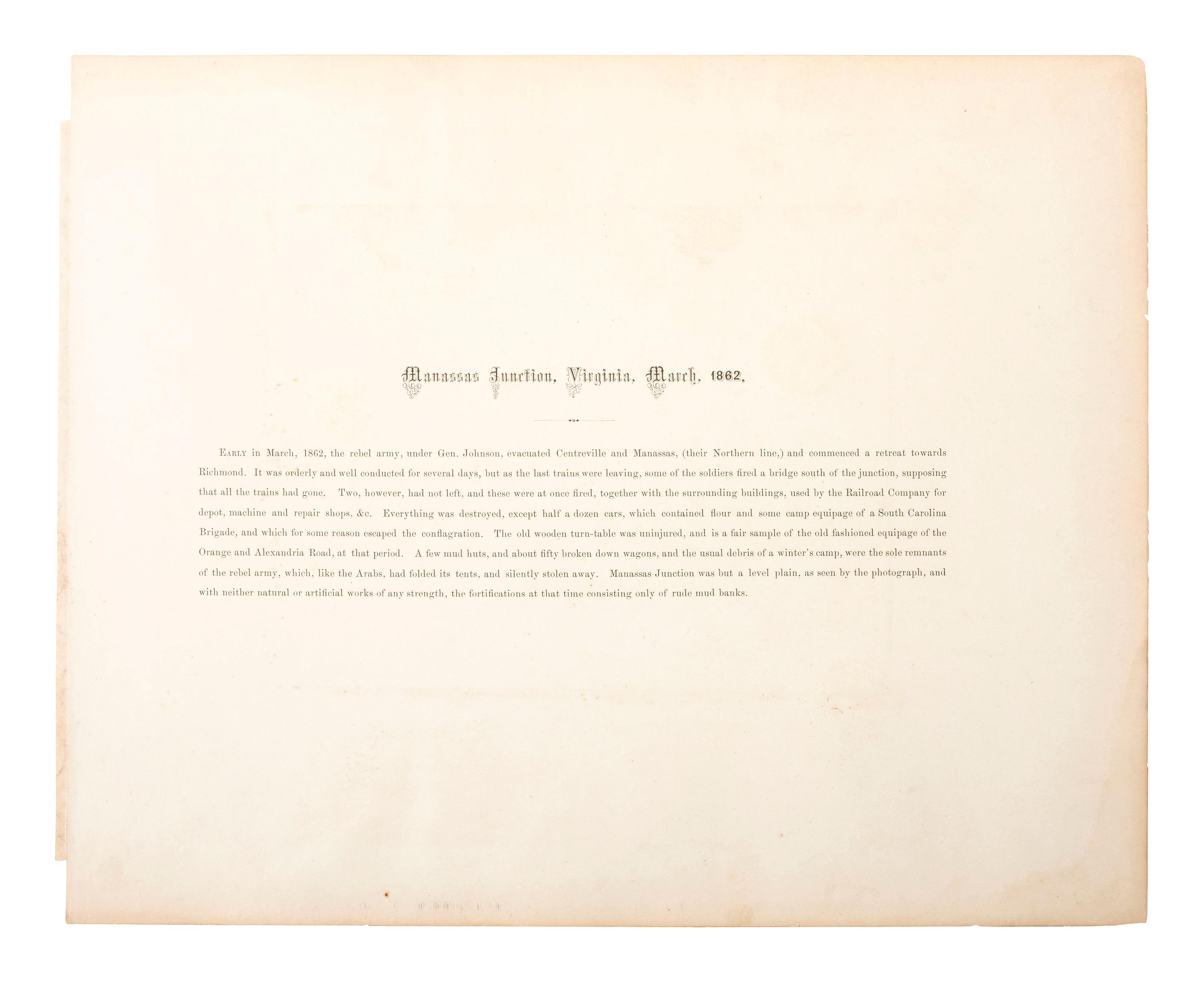[CIVIL WAR]. A group of 2 photographs from Alexander Gardner's Sketch Book of the Civil War , incl. Ruins at Manassas, and Chesterfield Bridge, Anna River.