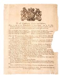 [PRINTING]. Joseph Harris Watch Maker & Goldsmith. Trade card. [ With :] Menagerie broadside.