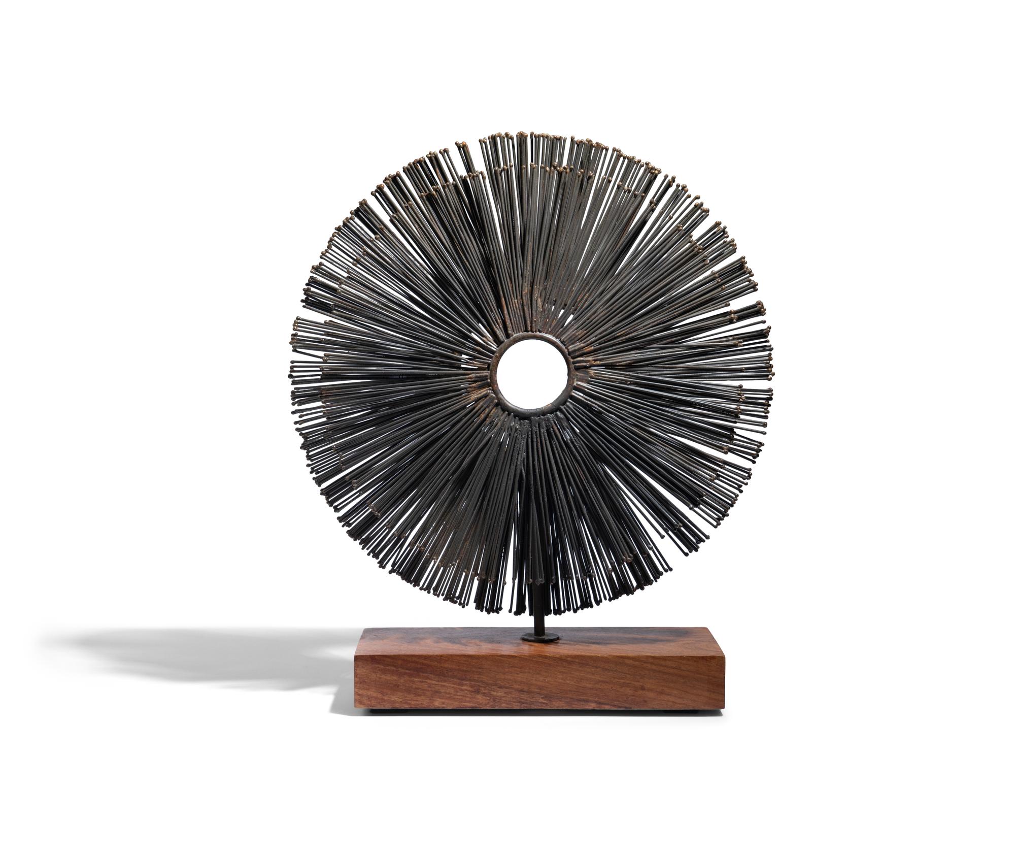 A Brutalist Metal Table-Top Sunburst Sculpture