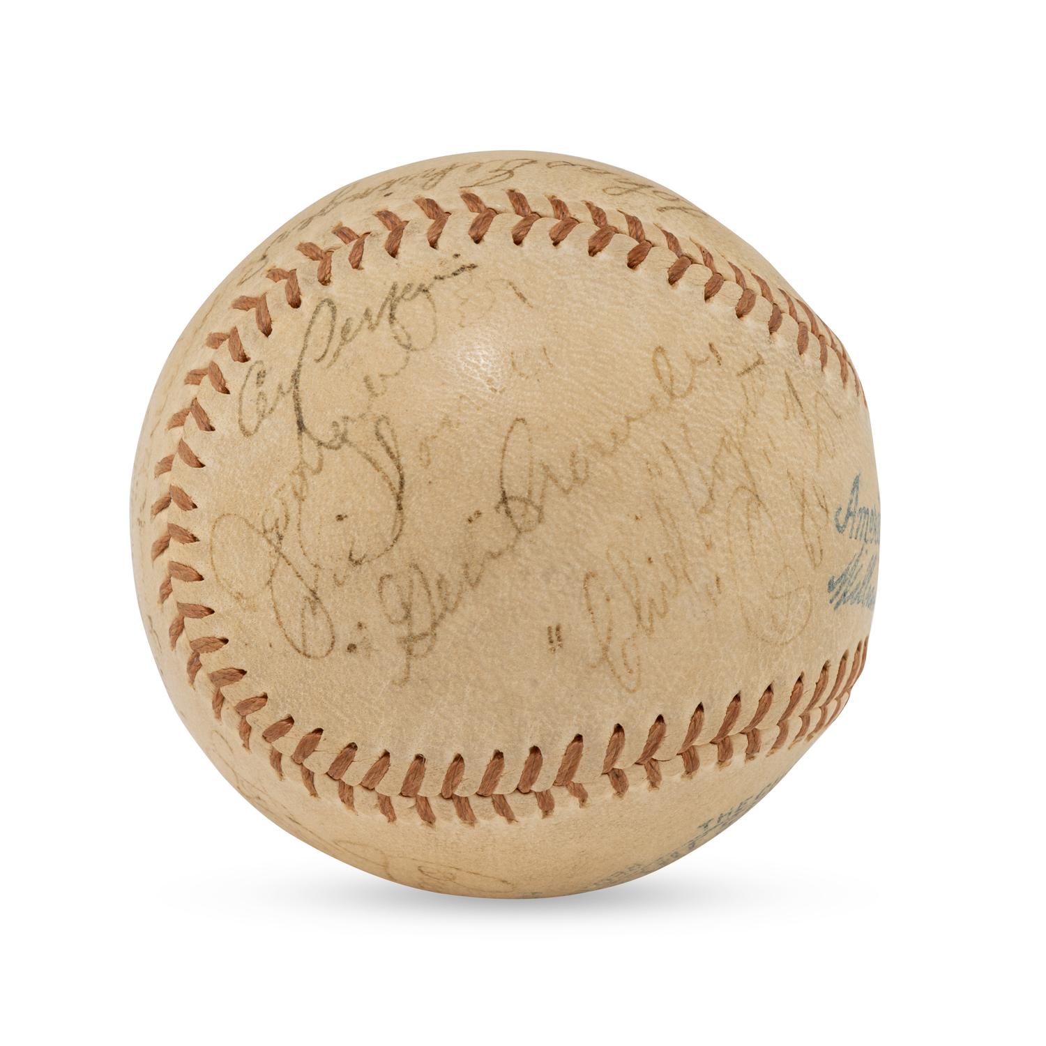 A 1935 World Series Champions Detroit Tigers Team Signed Autograph Baseball Featuring Hank Greenberg, Charles Gehringer, Goose Goslin and Mickey Cochrane (Beckett Authentication Services Letter of Authenticity)