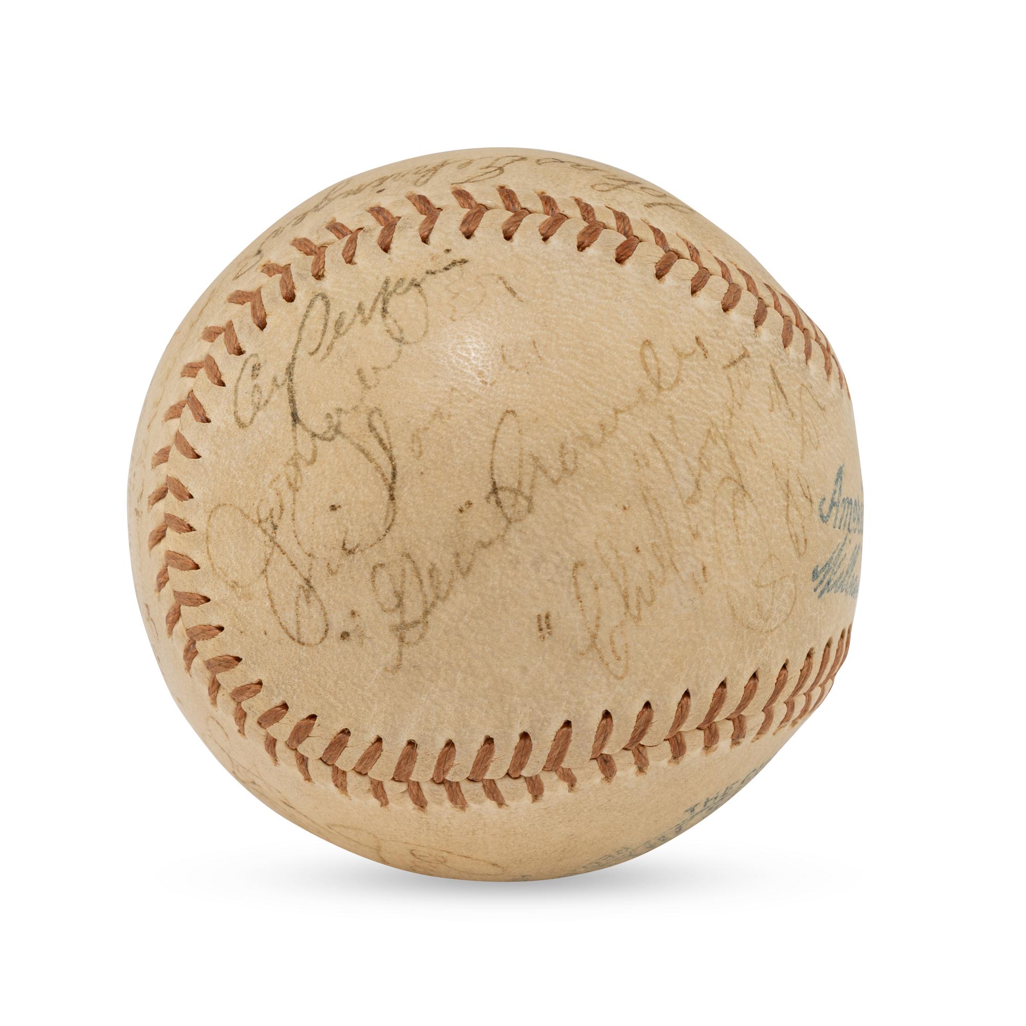 A 1935 World Series Champions Detroit Tigers Team Signed Autograph Baseball Featuring Hank Greenberg, Charles Gehringer, Goose Goslin and Mickey Cochrane (Beckett Authentication Services Letter of Authenticity)