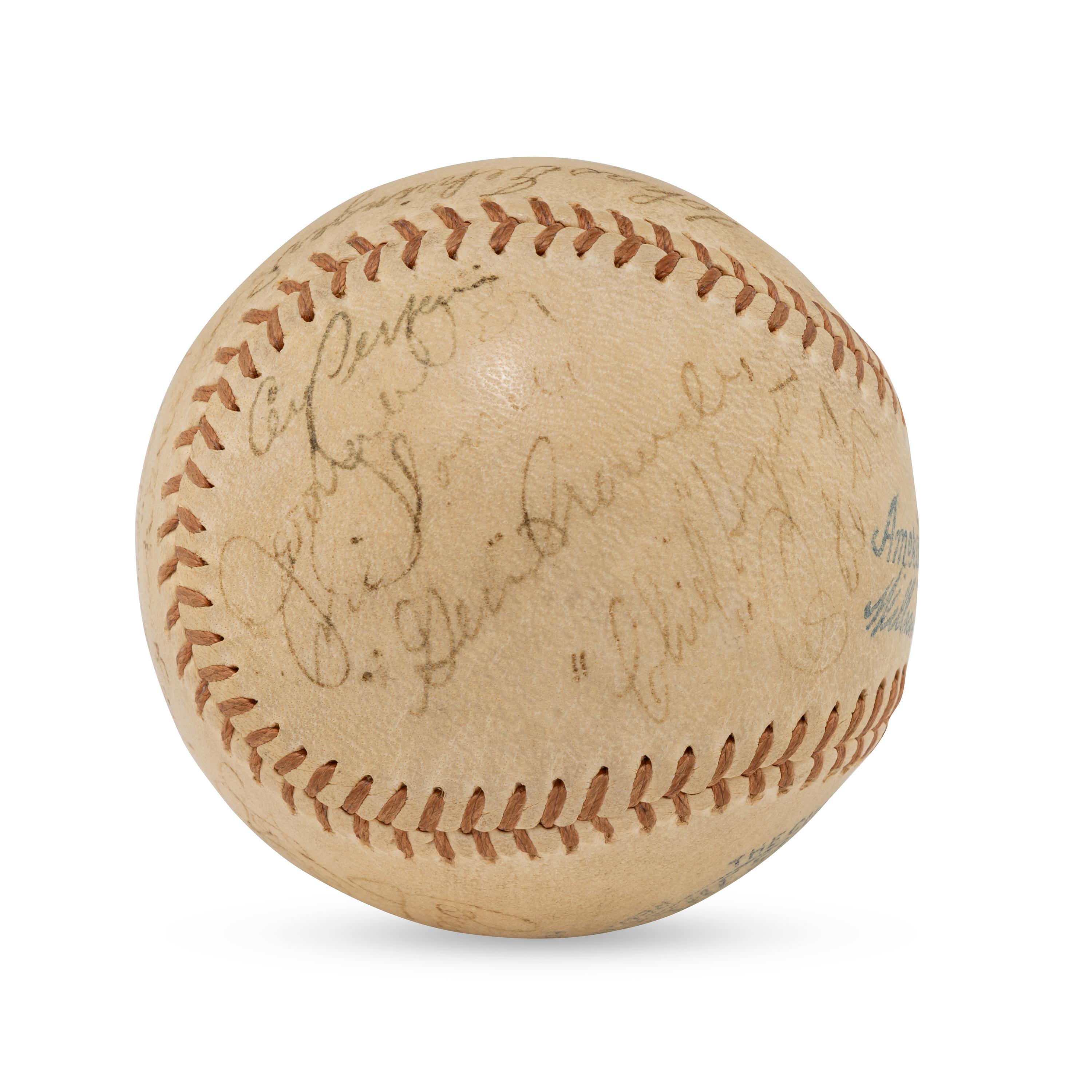 A 1935 World Series Champions Detroit Tigers Team Signed Autograph Baseball Featuring Hank Greenberg, Charles Gehringer, Goose Goslin and Mickey Cochrane (Beckett Authentication Services Letter of Authenticity)