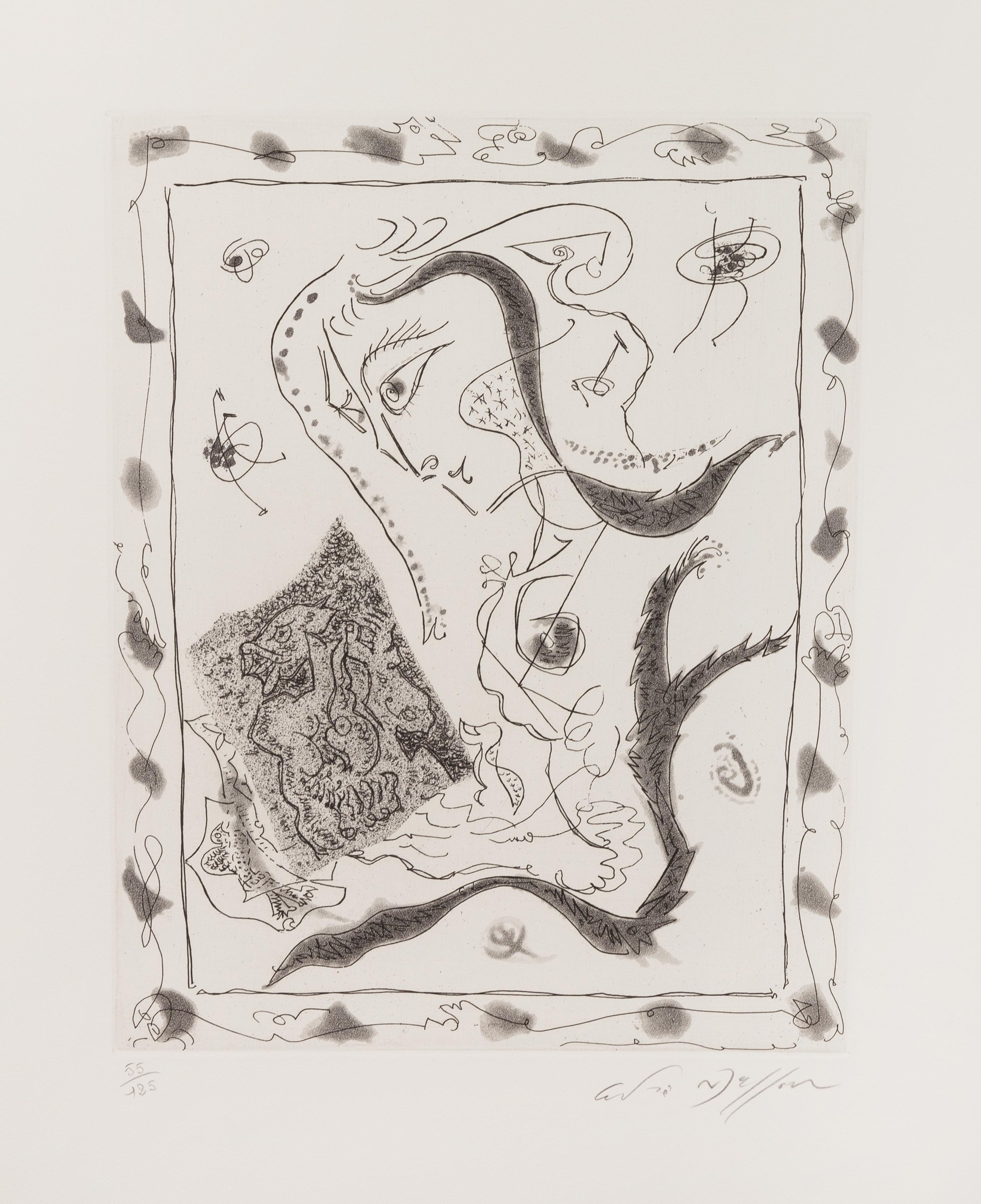 Andre Masson, (French, 1896-1987), Jeune fille presentant une gravure surrealiste (from the Galerie Cramer Portfolio)
