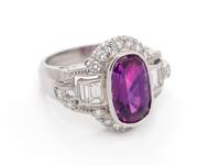 A Platinum, Pink Ceylon Sapphire and Diamond Ring,