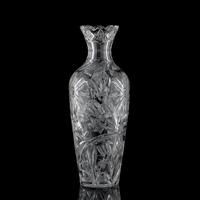 A Brilliant-Period Cut Glass Vase with Flowers, Possibly by W.C. Anderson or Strauss
