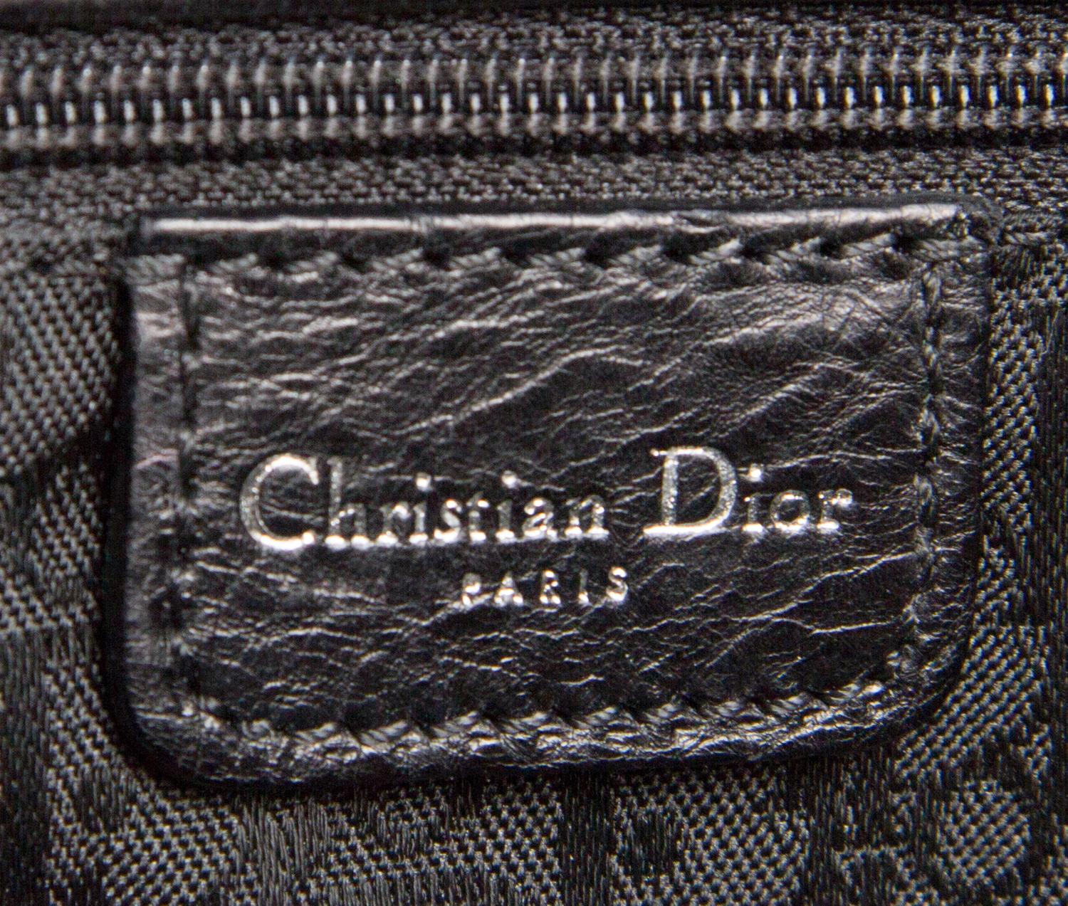 A Christian Dior Black Leather Handbag, 11.5" x 8" x 3.5".