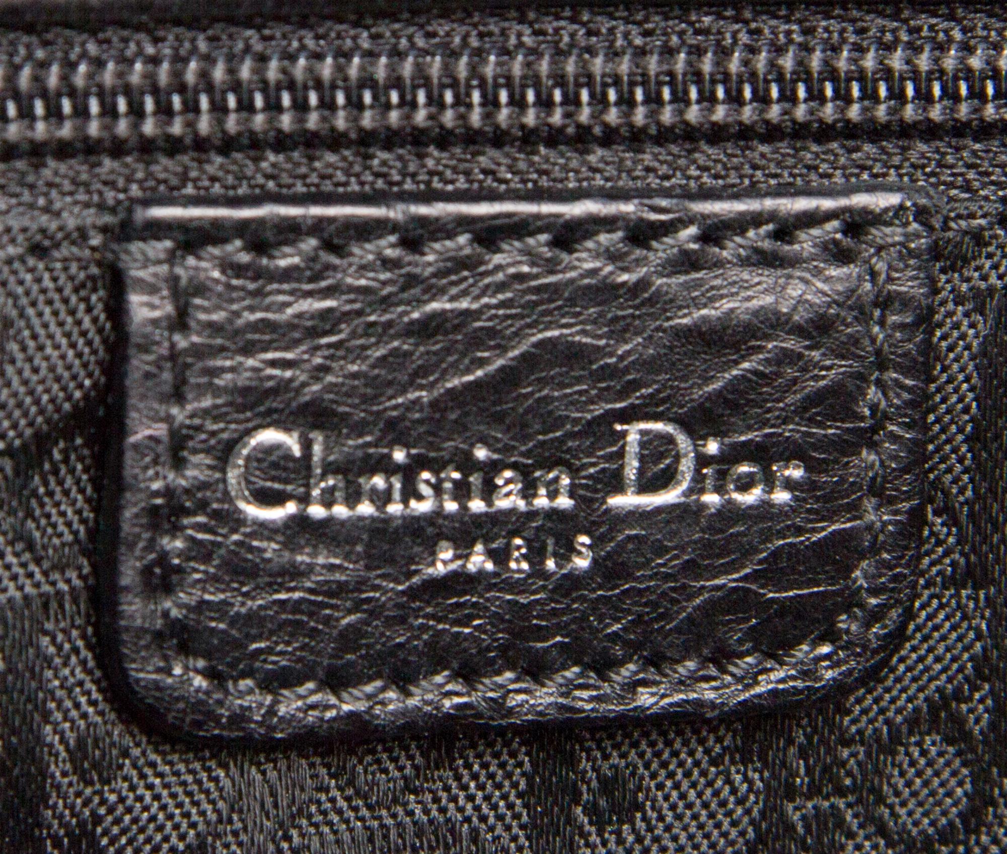 A Christian Dior Black Leather Handbag, 11.5" x 8" x 3.5".