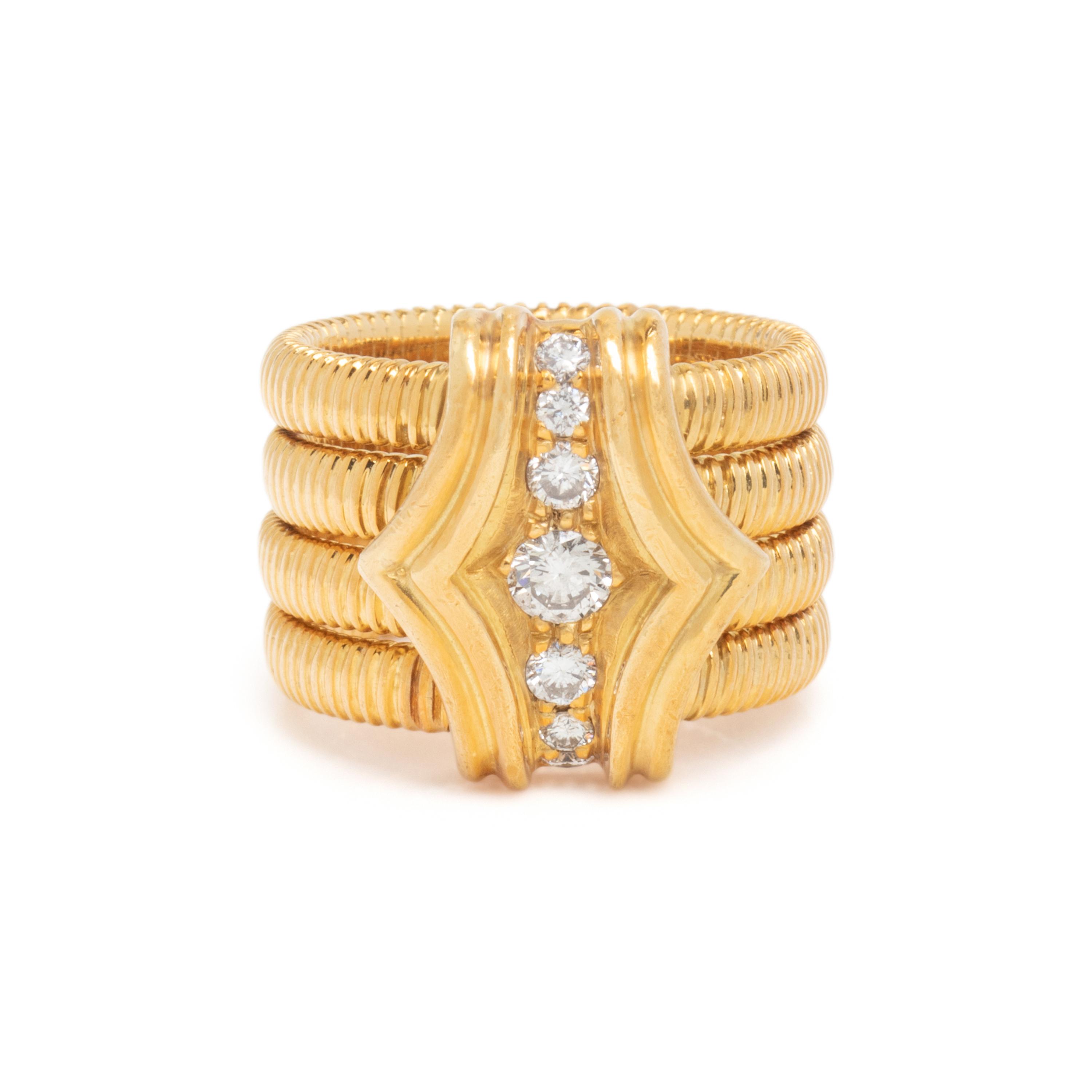 SEIDENGANG, YELLOW GOLD AND DIAMOND HAREM RING