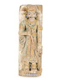 An Indian Polychromed Stone Figural Stele