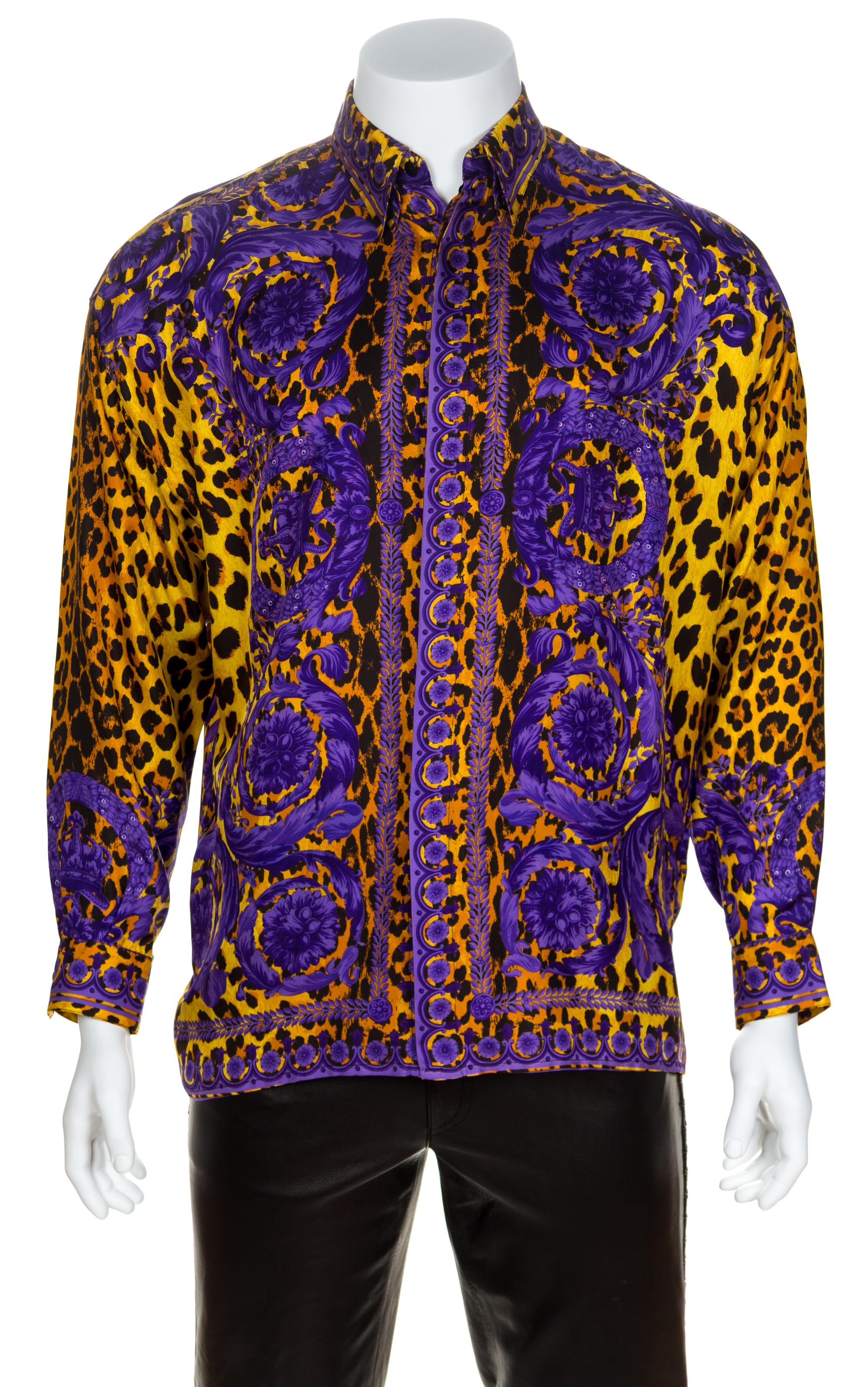 A Gianni Versace Silk Print Shirt, Size 48.