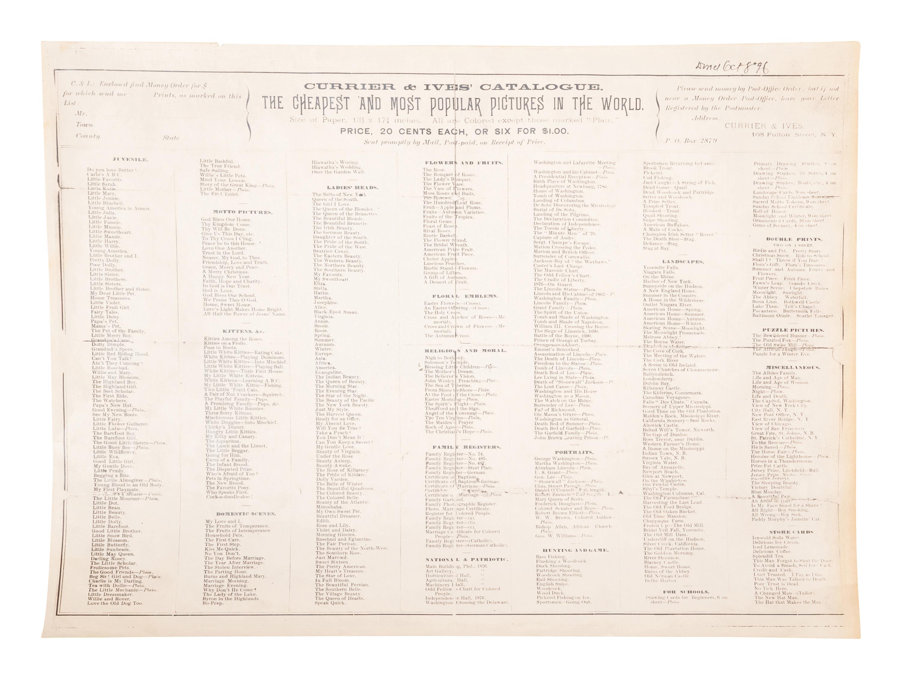 [ANNOUNCEMENTS] -- Currier & Ives, publishers