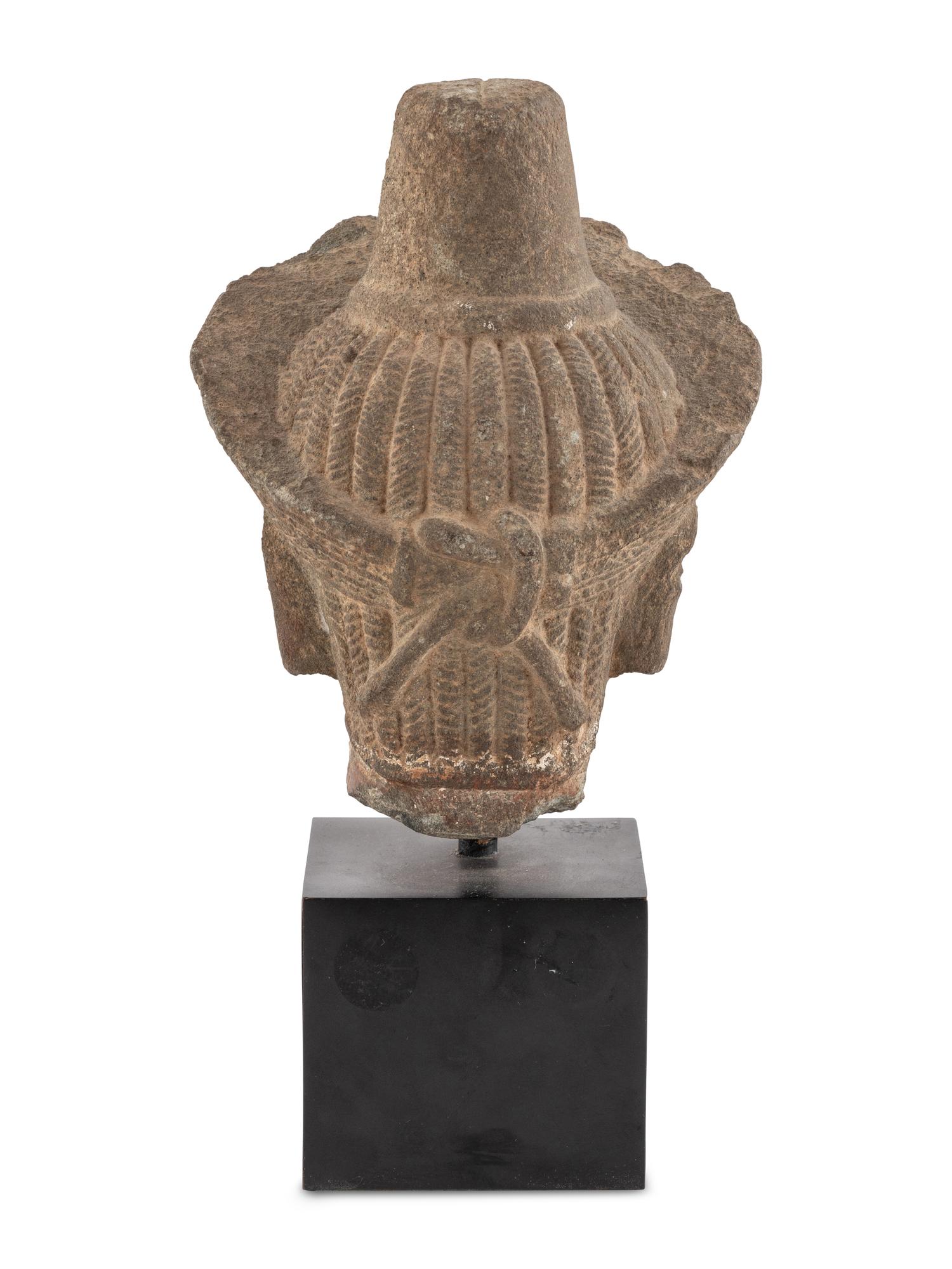 A Khmer Sandstone Head of Bodhisattva