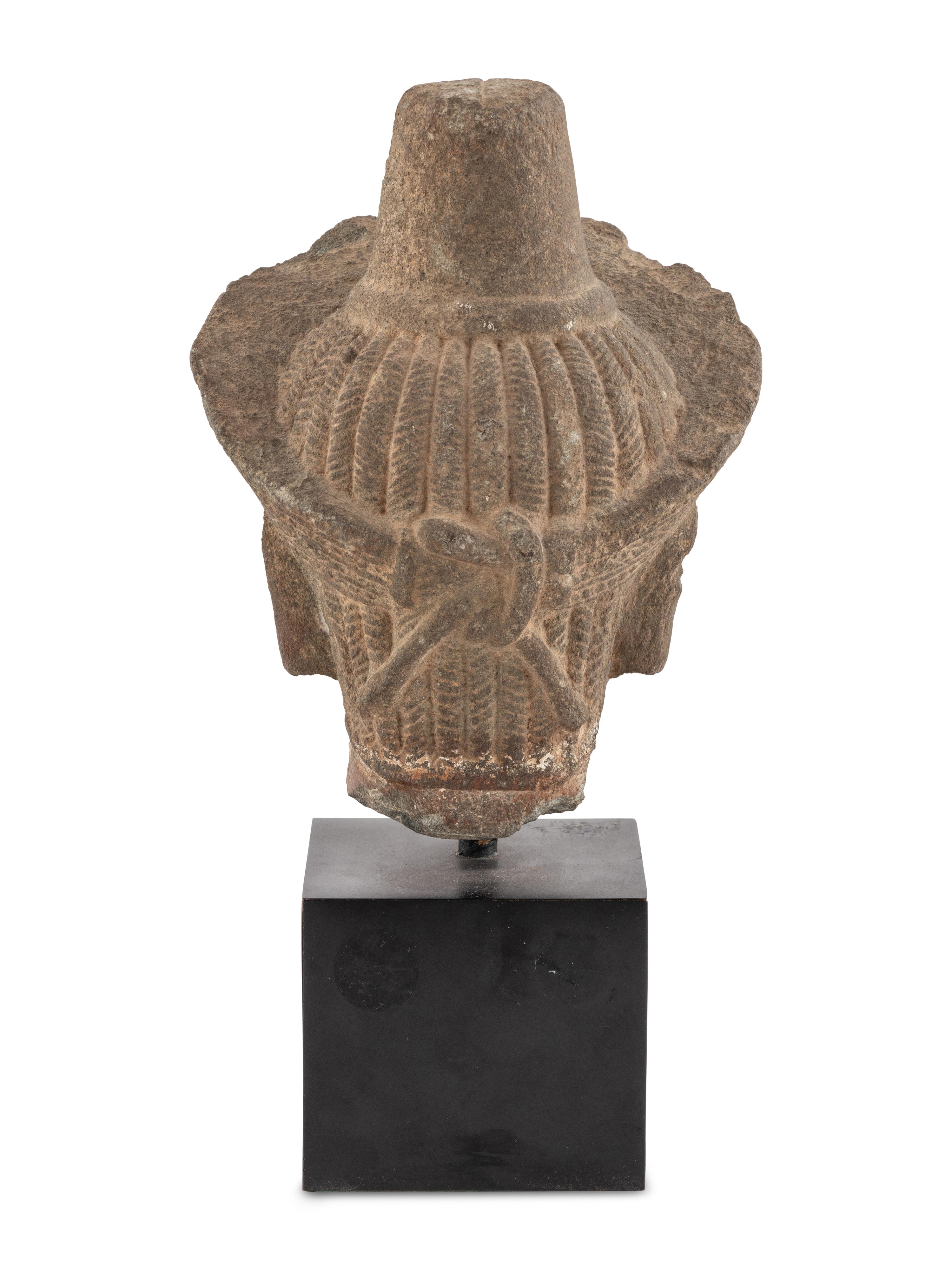 A Khmer Sandstone Head of Bodhisattva