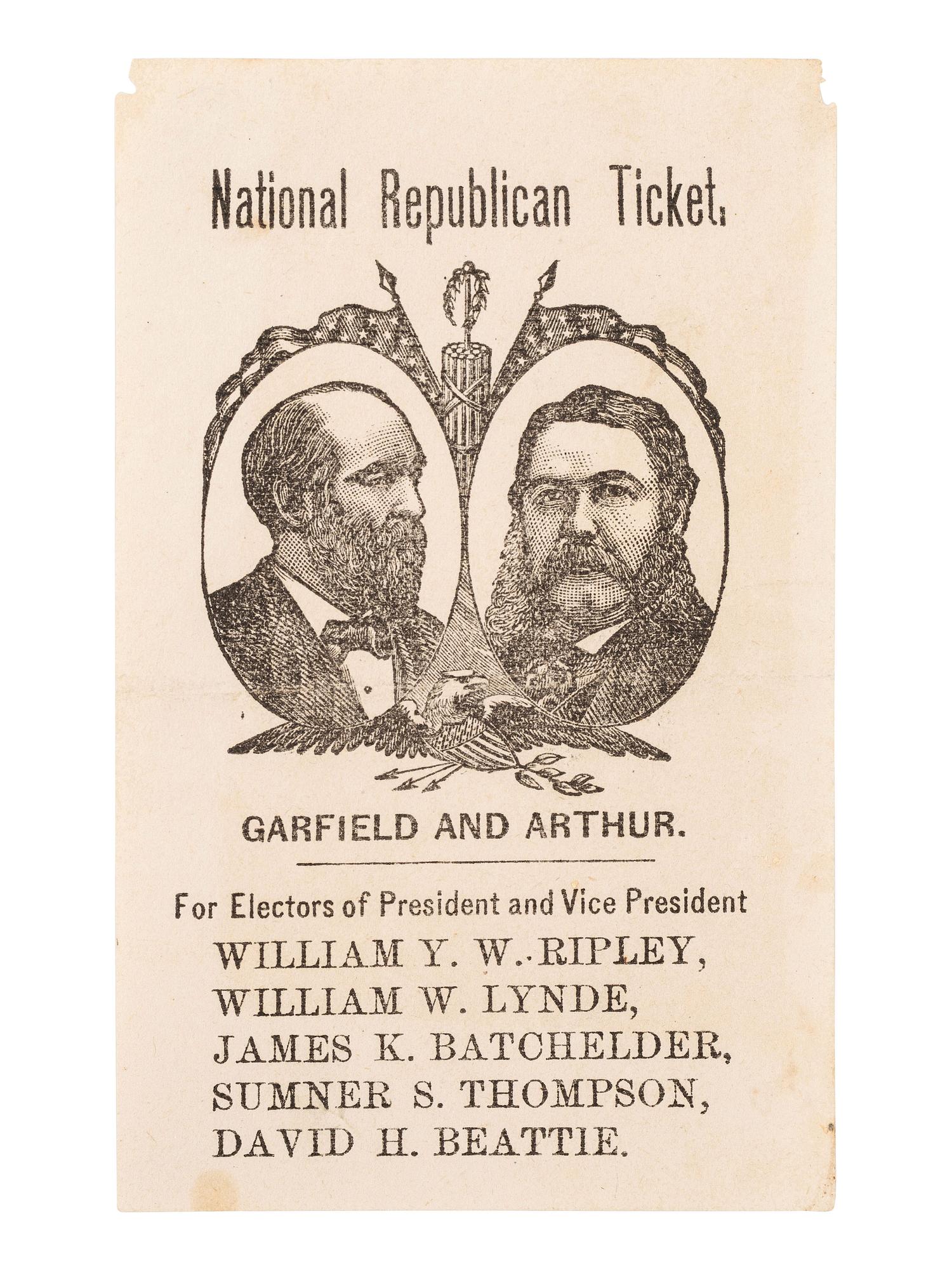 [1880 ELECTION]. A group of ballots and political ephemera, comprising: