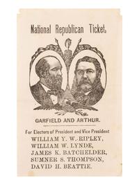 [1880 ELECTION]. A group of ballots and political ephemera, comprising: