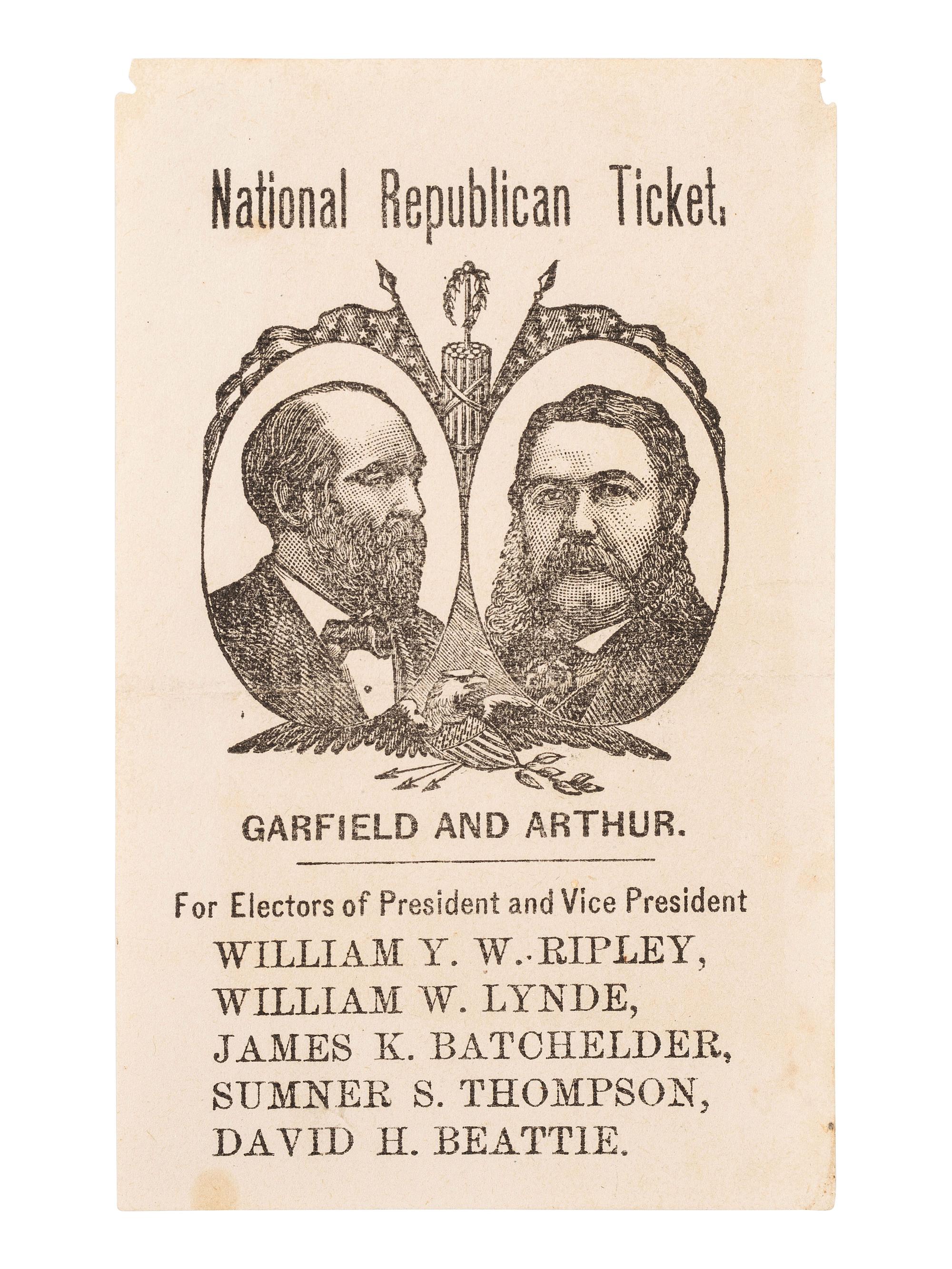 [1880 ELECTION]. A group of ballots and political ephemera, comprising: