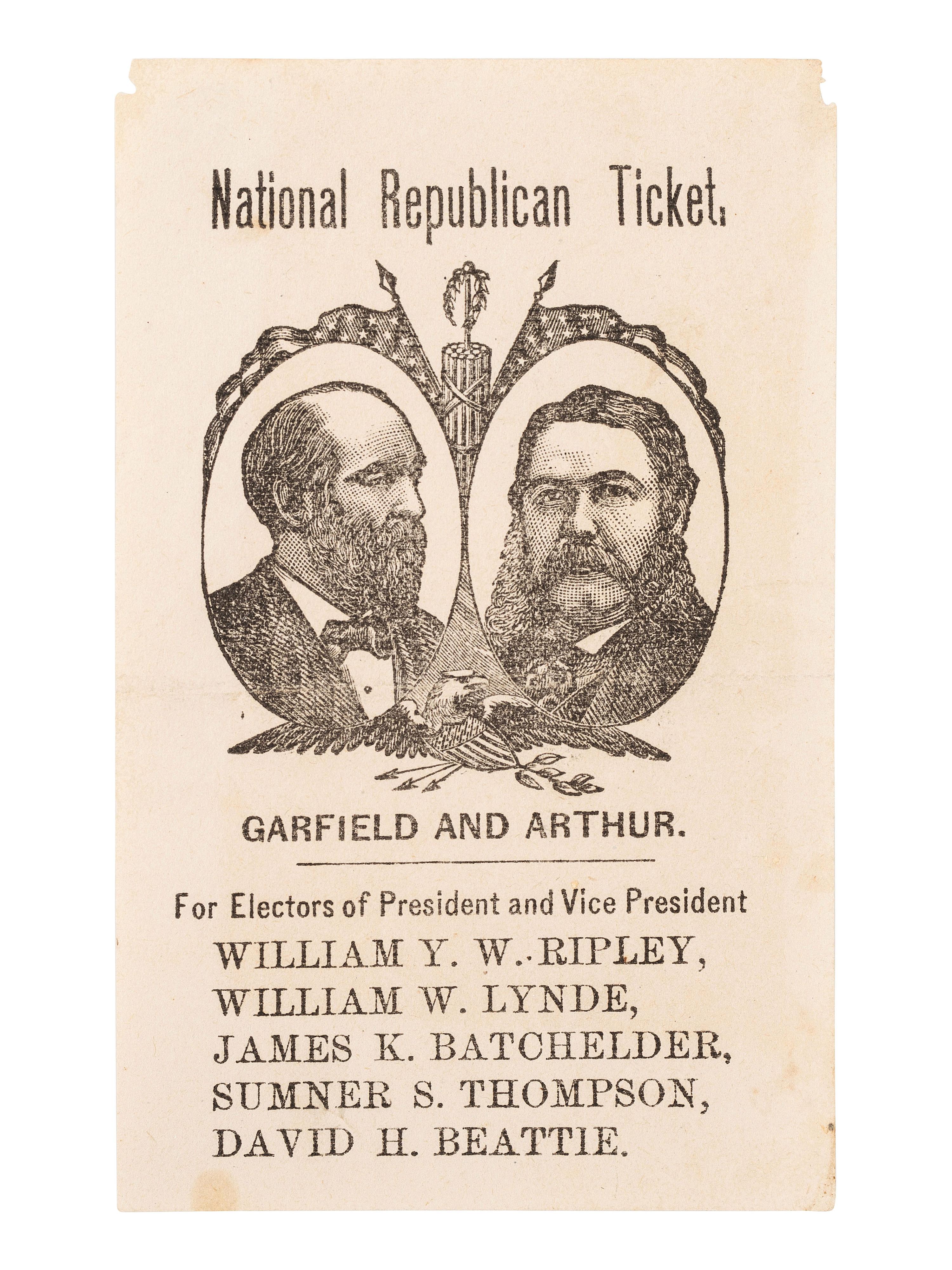 [1880 ELECTION]. A group of ballots and political ephemera, comprising: