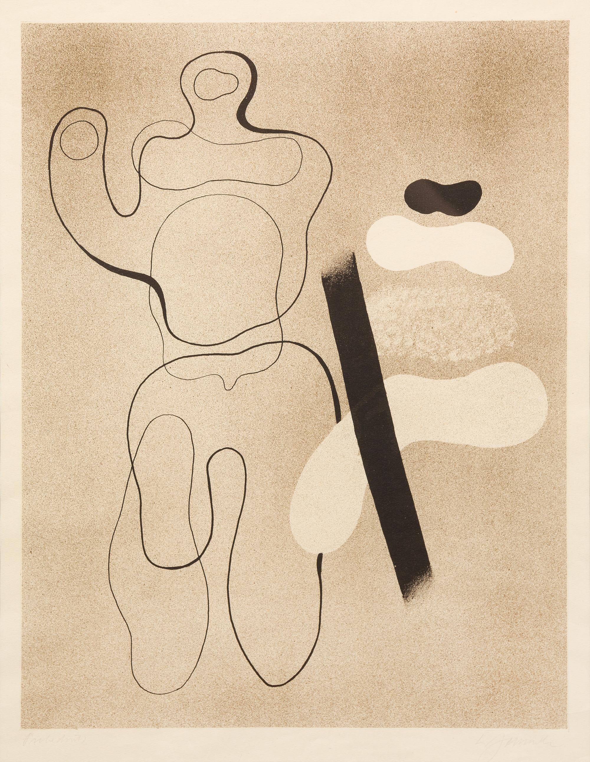 Willi Baumeister, (German, 1889–1955), Linienfigur auf Braun