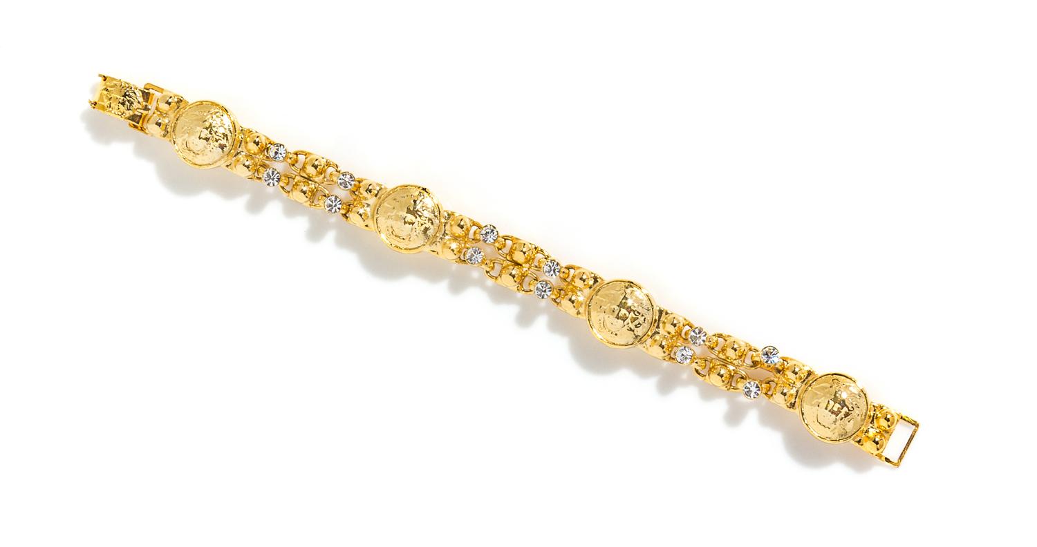 A Gianni Versace Medusa Medallion Link Bracelet, 7" X .5".