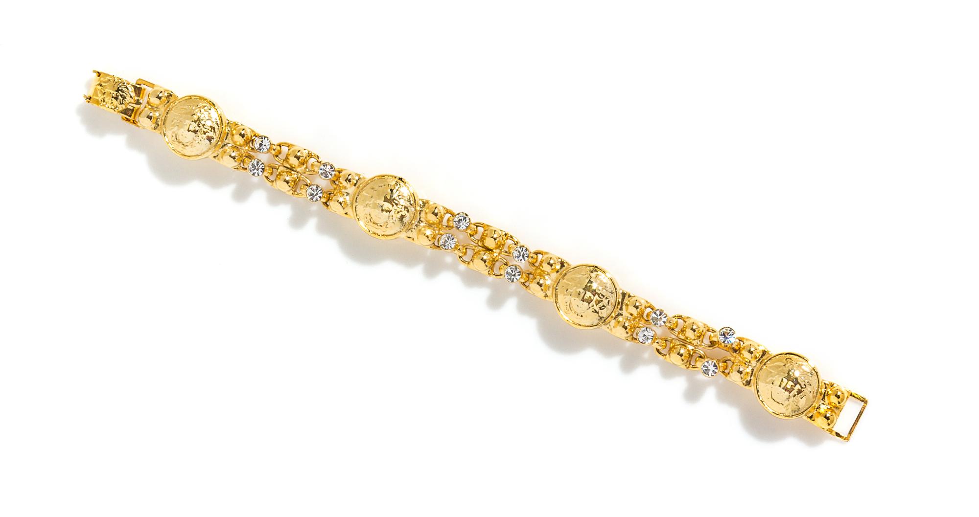 A Gianni Versace Medusa Medallion Link Bracelet, 7" X .5".
