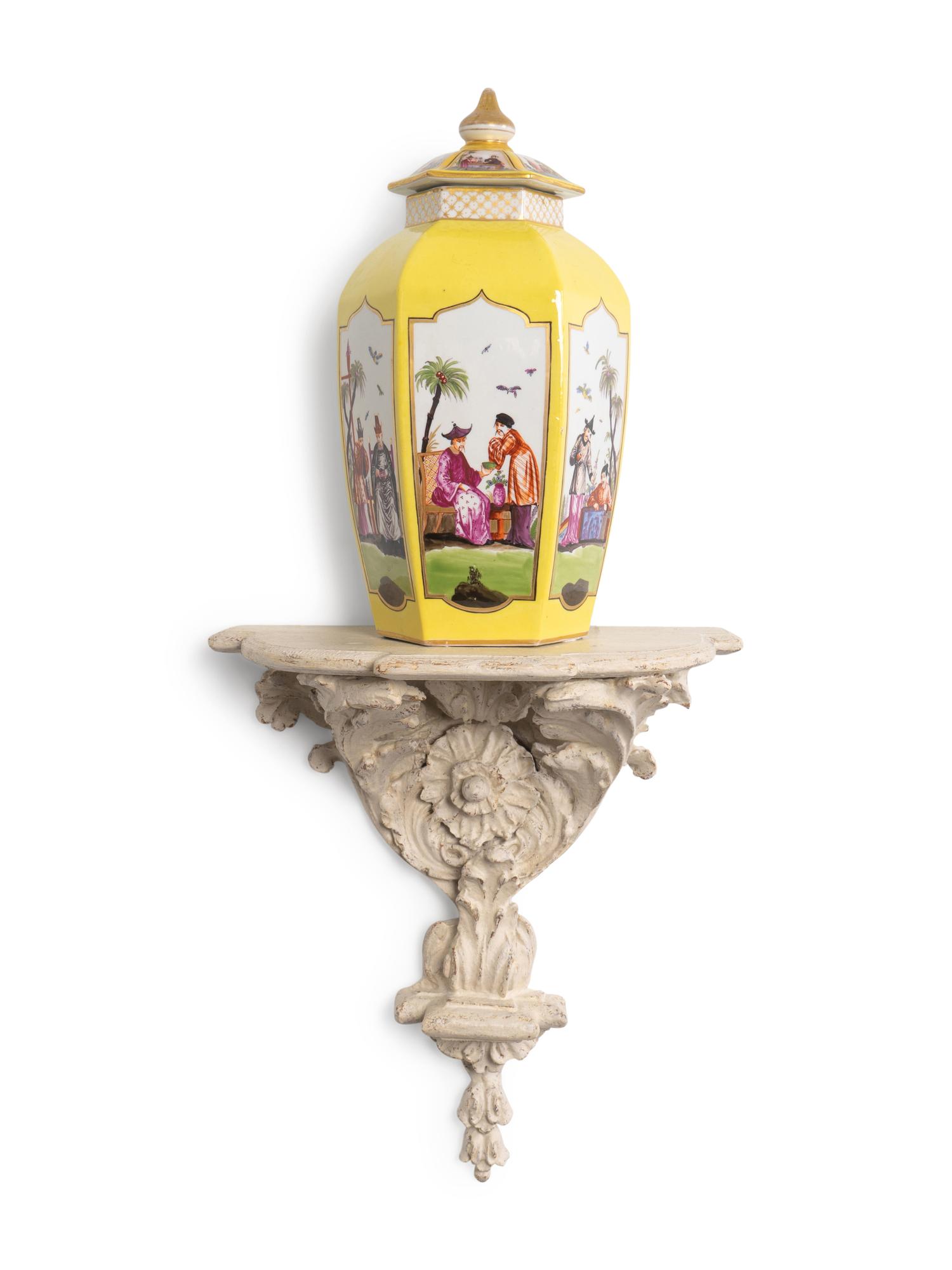 A Pair of Sitzendorf Parcel-Gilt and Polychromed Porcelain Covered Urns — CIRCA 1900