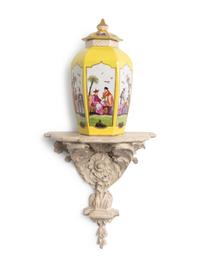 A Pair of Sitzendorf Parcel-Gilt and Polychromed Porcelain Covered Urns — CIRCA 1900