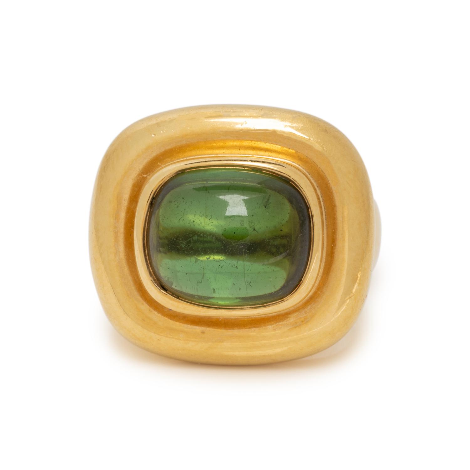 TIFFANY & CO., PALOMA PICASSO, GREEN TOURMALINE AND YELLOW GOLD RING