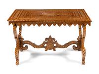 A North Italian Bone-Inlaid Walnut Table