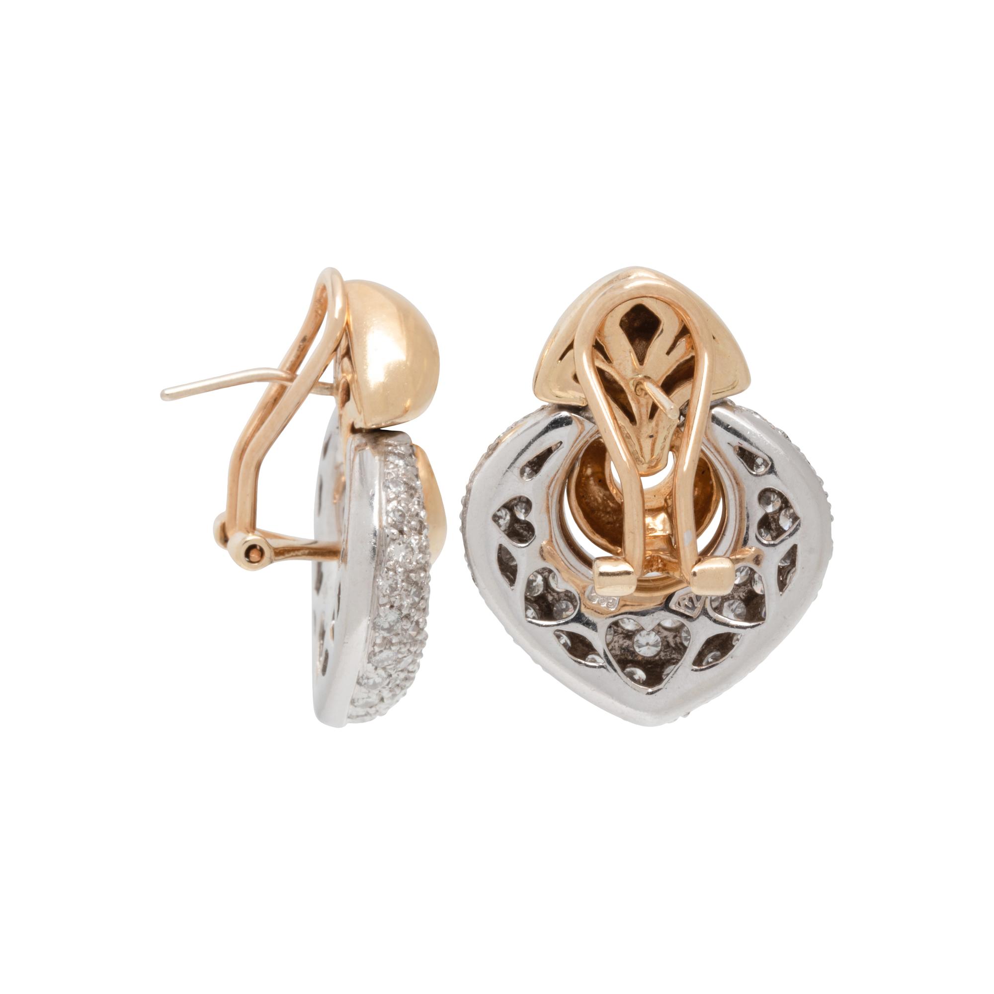 BICOLOR GOLD AND DIAMOND EARCLIPS
