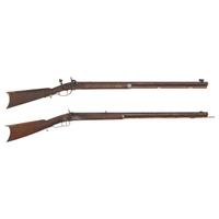 Pair of Halfstock Percussion Target Rifles Including: Unmarked Contemporary and John Rickets