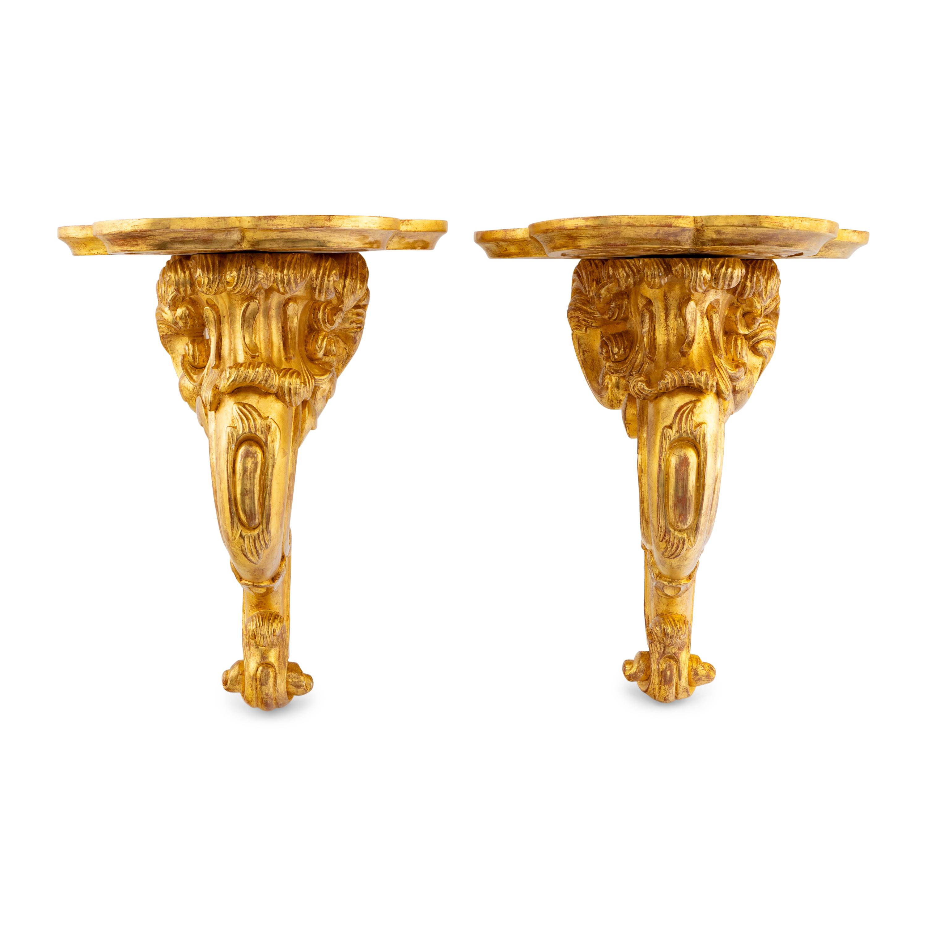 A Pair of Georgian Style Giltwood Wall Brackets