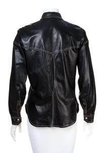 A Gianni Versace Black Leather Fitted Shirt, Size 40.