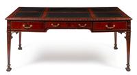 A Chippendale Style Mahogany Partners Desk Height 30 x width 71 1/2 x depth 40 1/4 inches. — 20TH CENTURY
