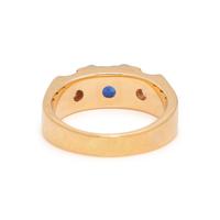 YELLOW GOLD, TREATED SAPPHIRE AND DIAMOND RING