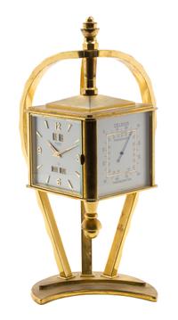 A Swiss Brass Desk Clock and Barometer Height 11 1/8 inches. — IMEXAL, MID-20TH CENTURY