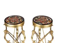 A Pair of Italian Grand Tour Style Pietra Dura and Micromosaic Inset Gilt Bronze Gu é ridons