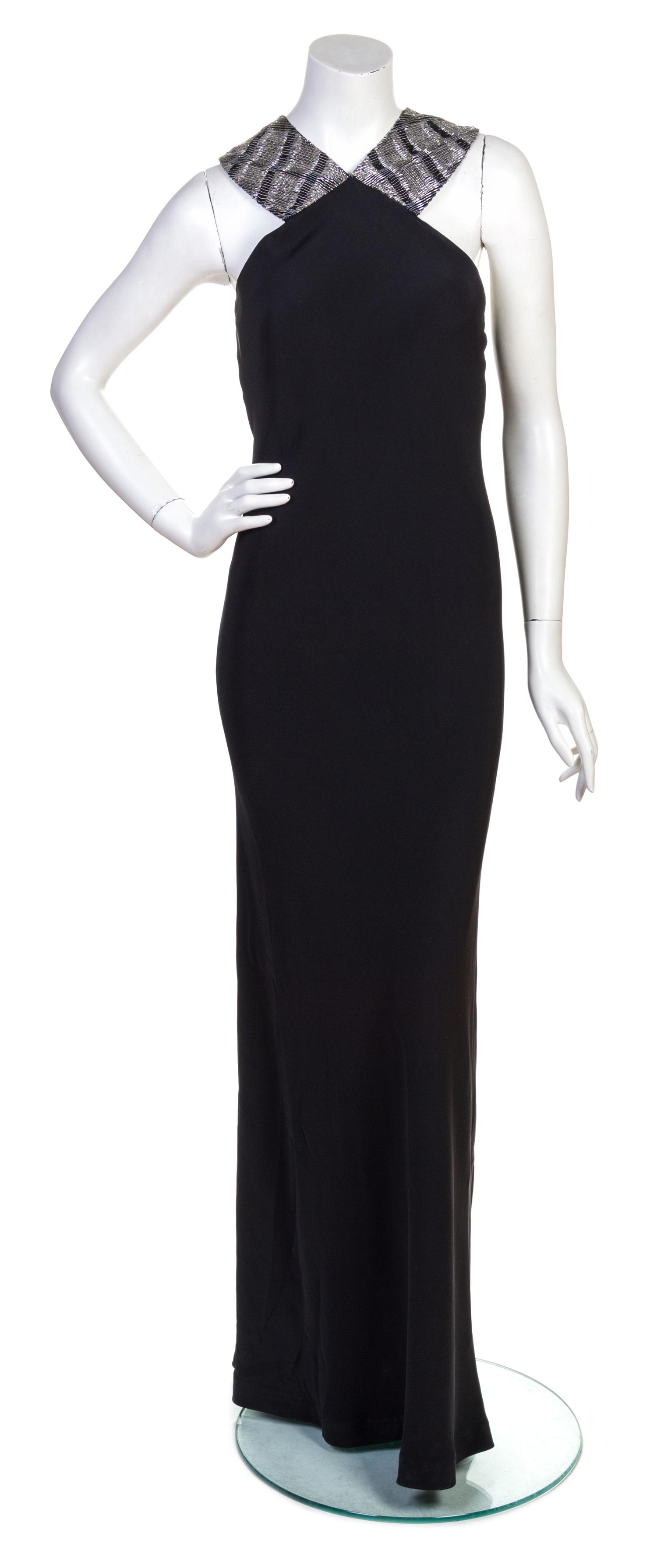 A Brioni Black Silk Evening Gown, Size 44.
